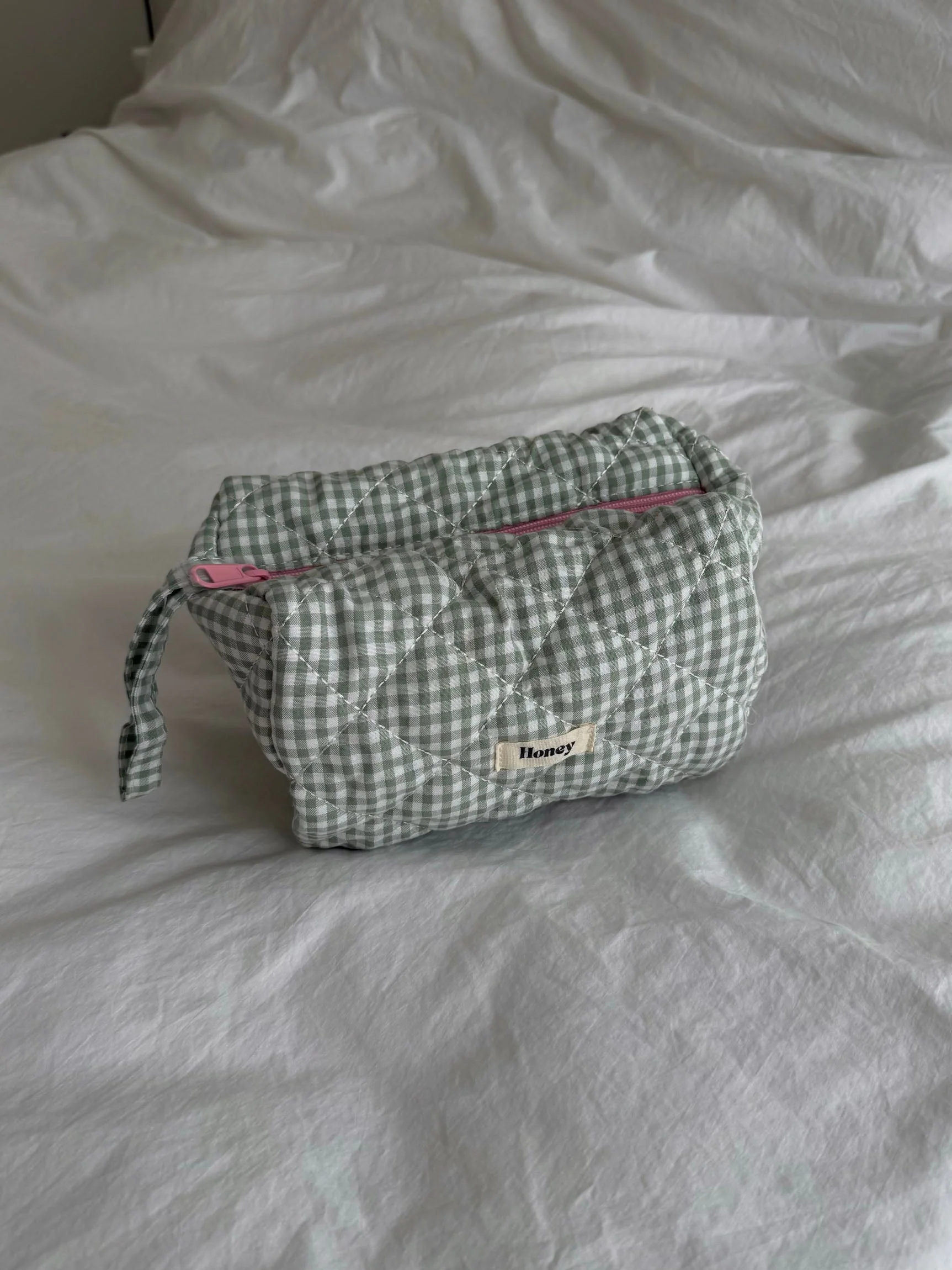 Honey small toiletry bag – White/green checkers 5 Honey small toiletry bag – White/green checkers