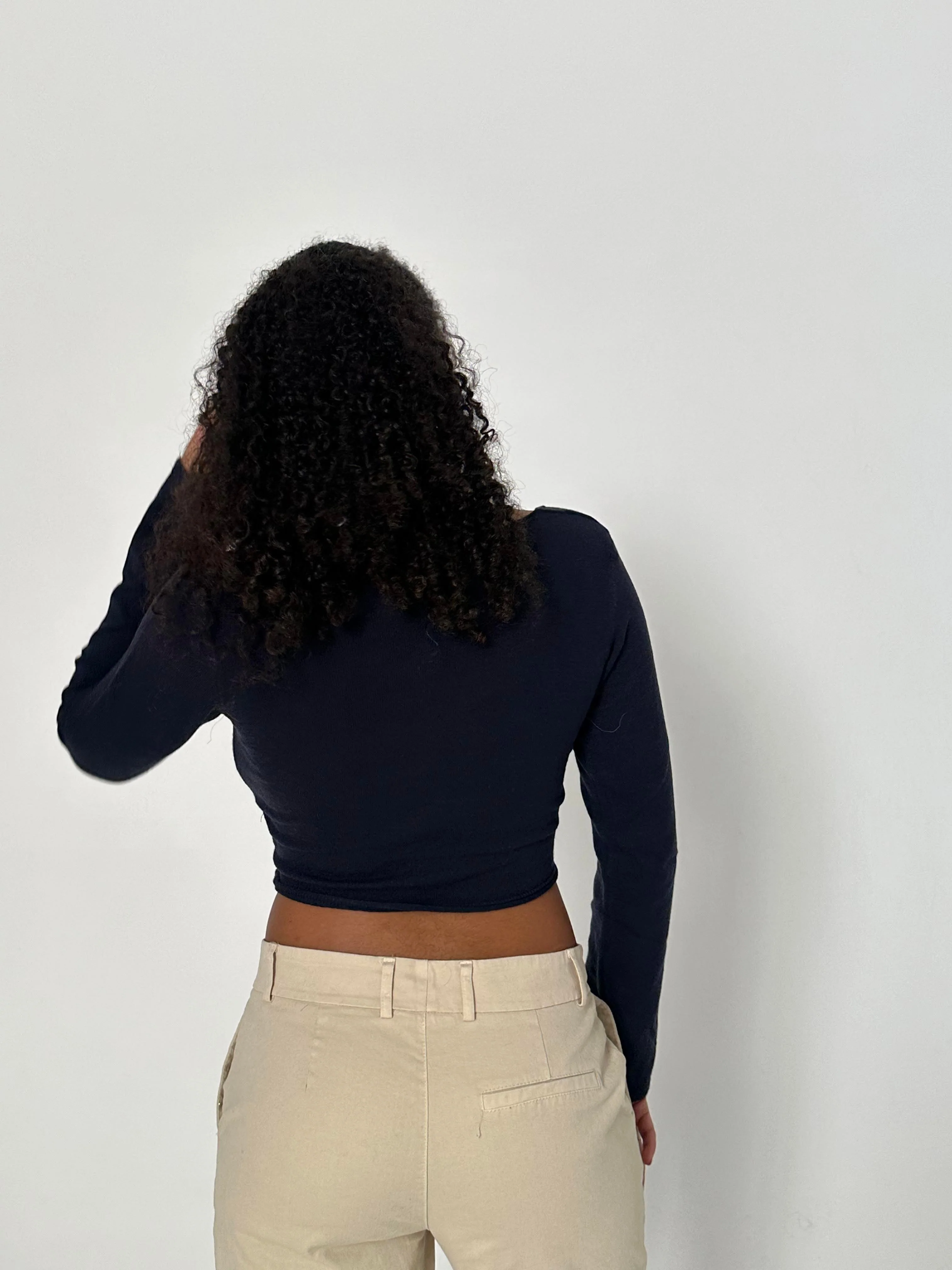 Simona 2 ways tie blouse - Navy 11 Simona 2 ways tie blouse - Navy