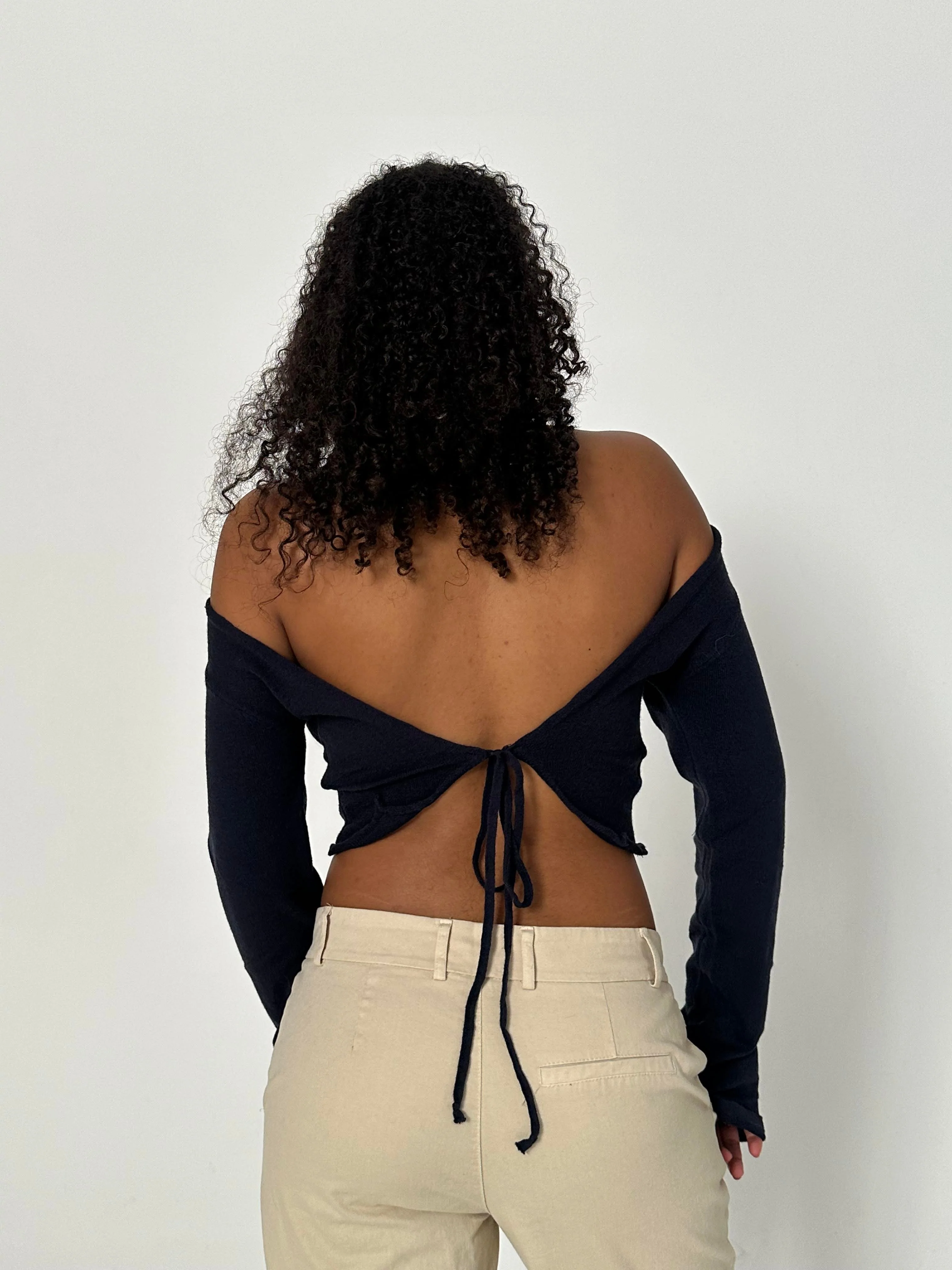 Simona 2 ways tie blouse - Navy 12 Simona 2 ways tie blouse - Navy