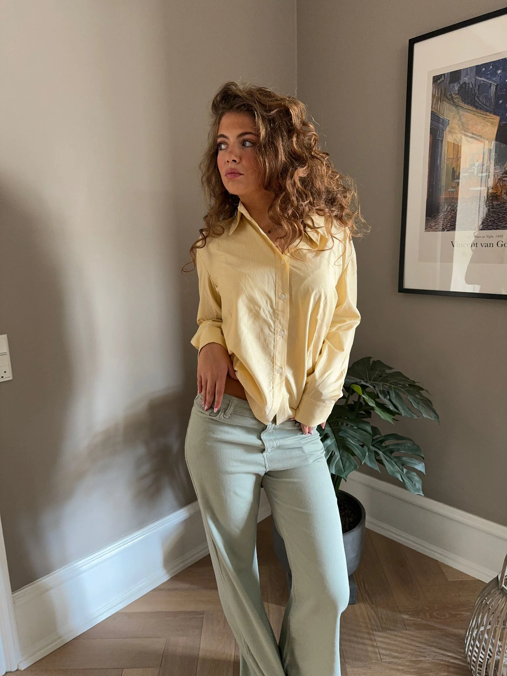Liva button shirt with stripes - Yellow/white 4 Liva button shirt with stripes - Yellow/white