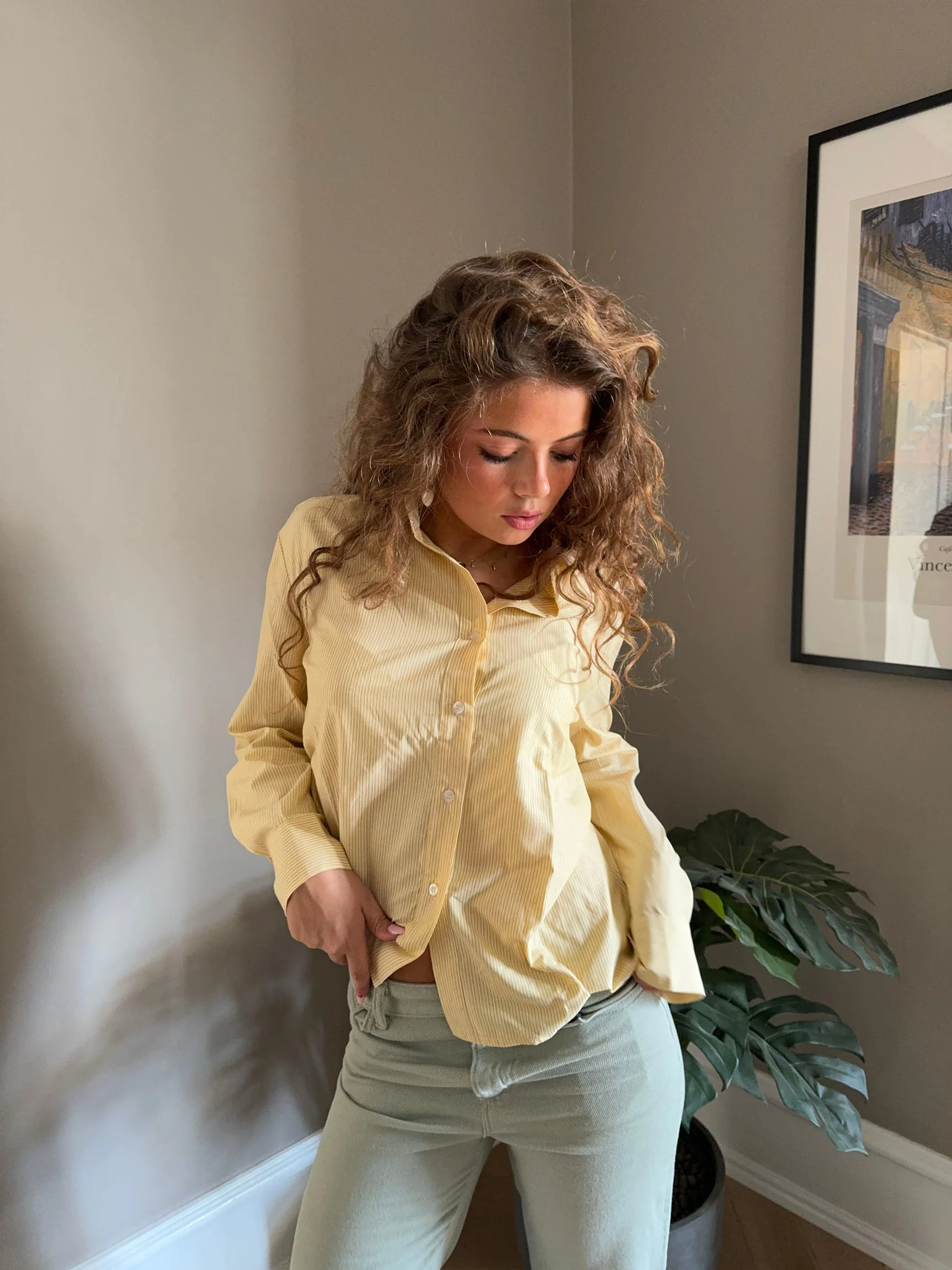 Liva button shirt with stripes - Yellow/white 7 Liva button shirt with stripes - Yellow/white
