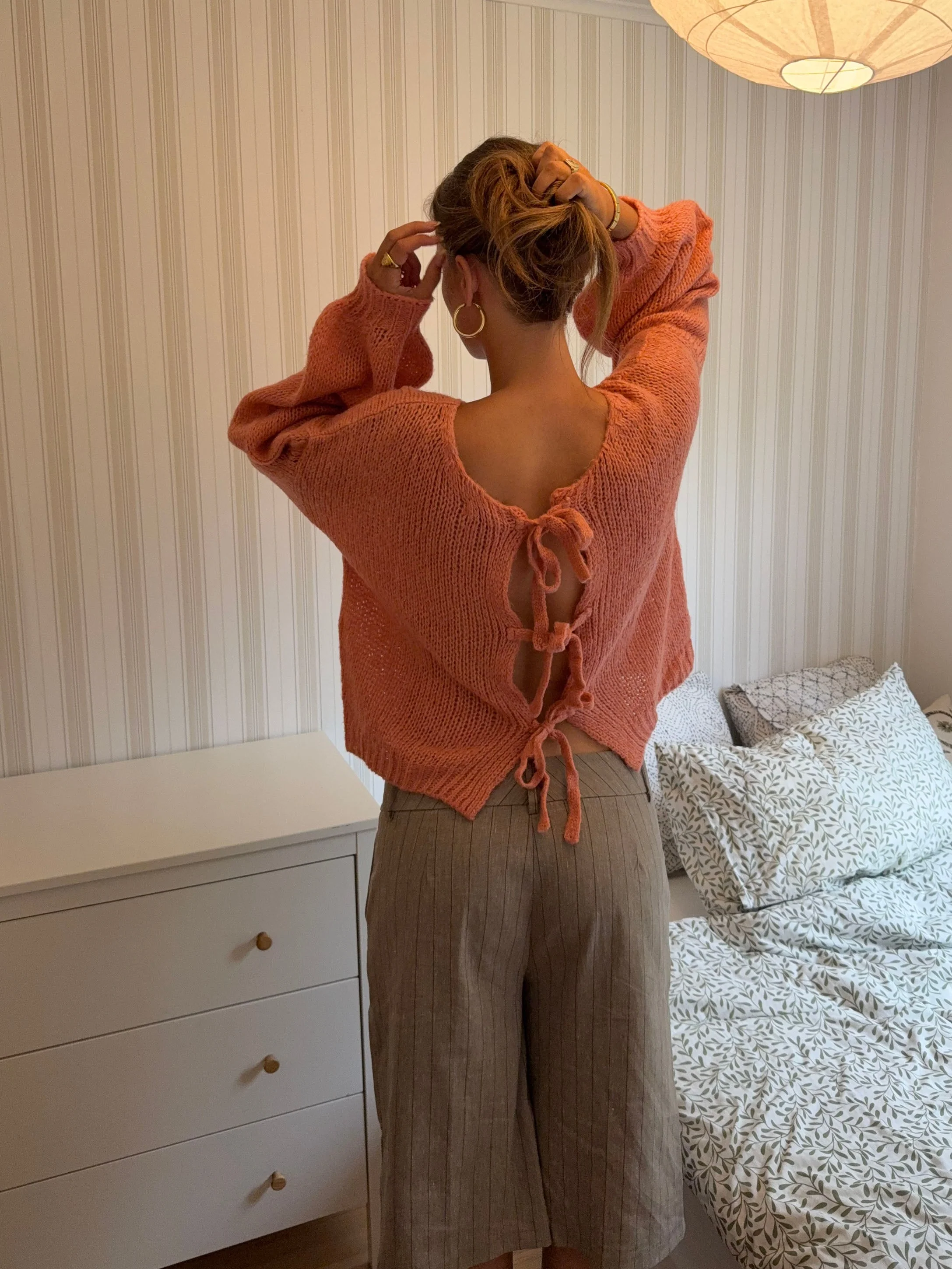 Berna knit with tie detail - Rose 4 Berna knit with tie detail - Rose