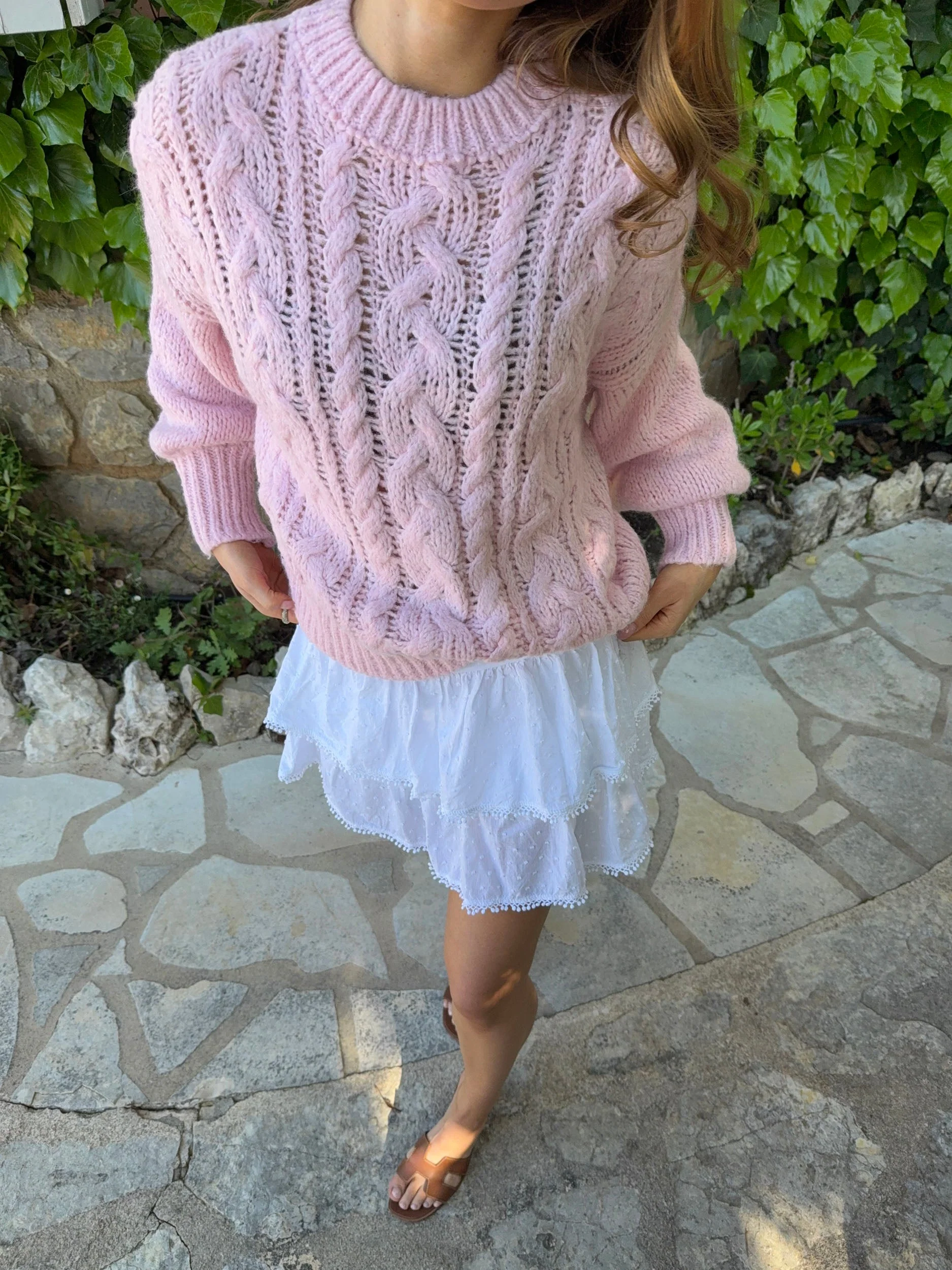 Raffaella cable knit – Pink 3 Raffaella cable knit – Pink