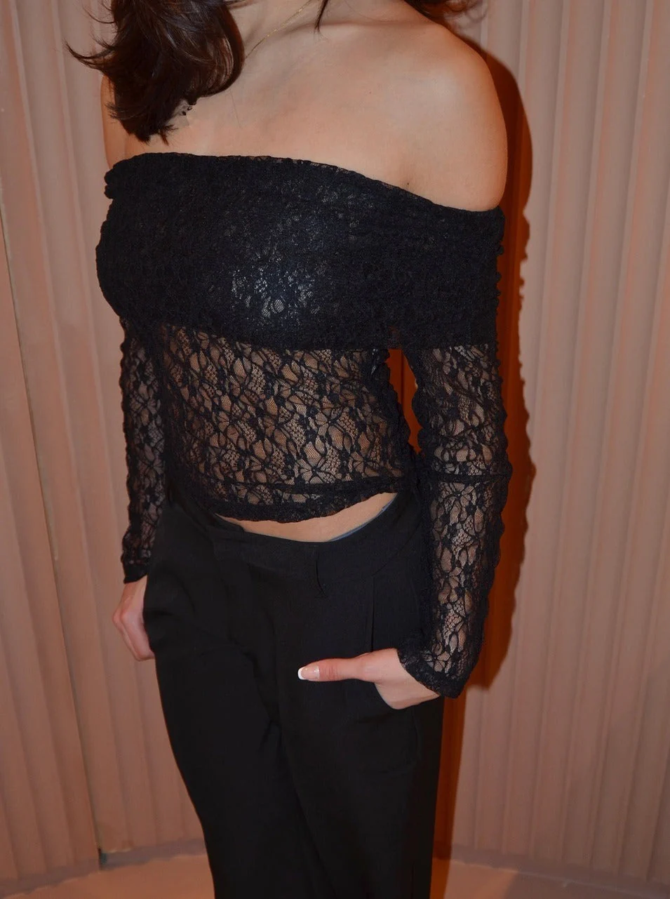 Jennie lace off shoulder blouse - Black 3 Jennie lace off shoulder blouse - Black