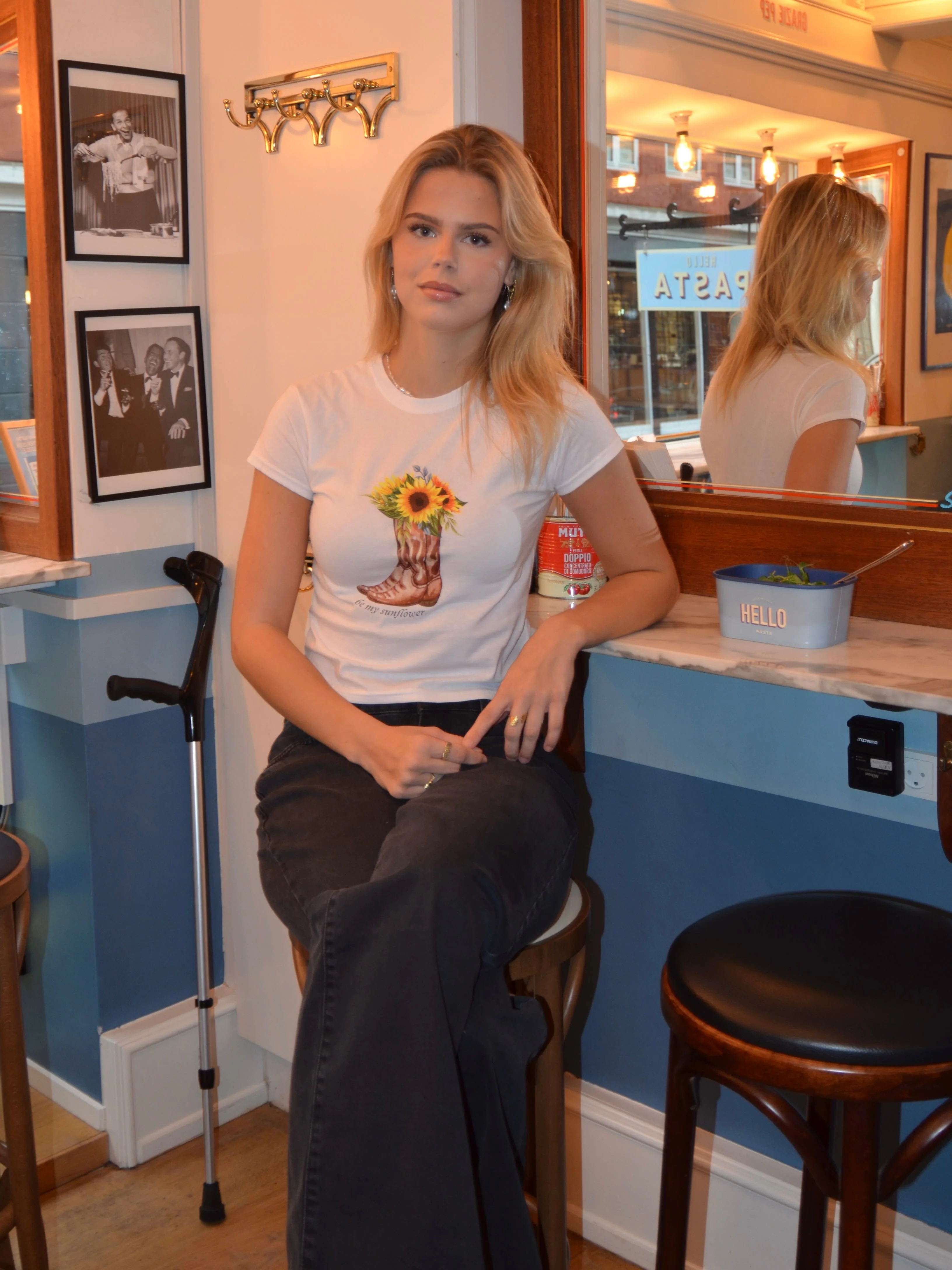 "Be my sunflower" baby tee - White 2 "Be my sunflower" baby tee - White