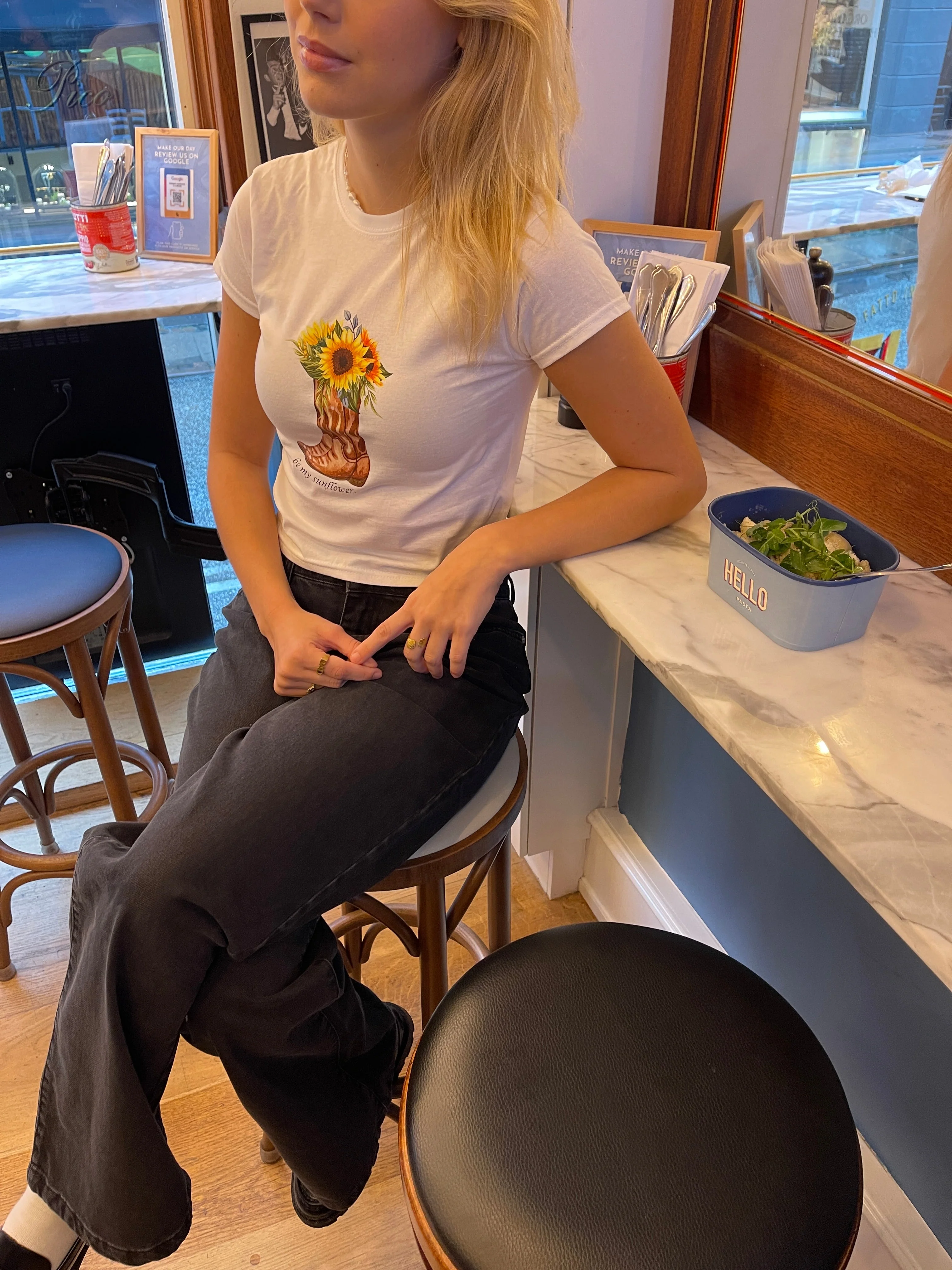 "Be my sunflower" baby tee - White 5 "Be my sunflower" baby tee - White
