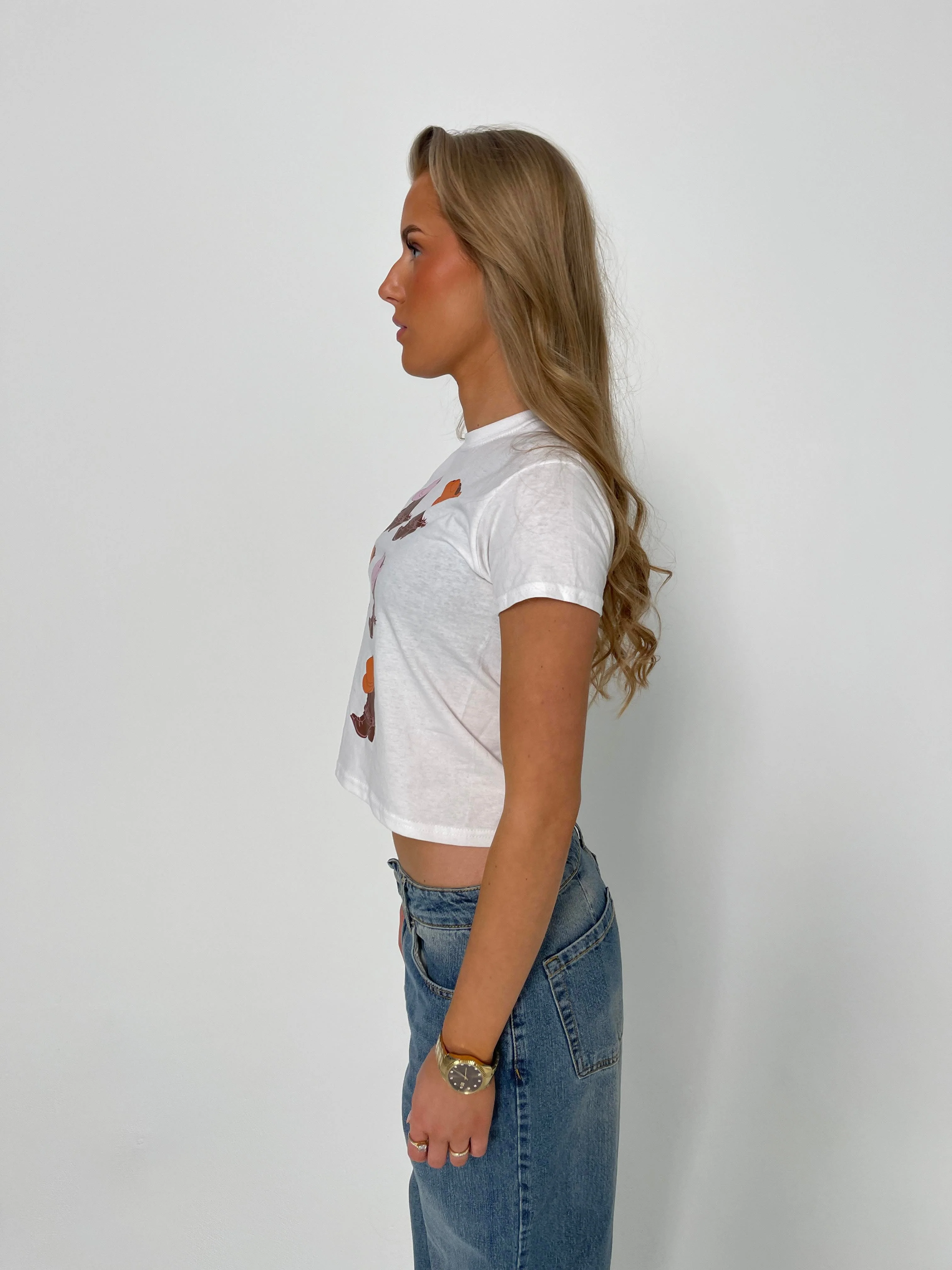 "Cowboy boots" baby tee - white 9 "Cowboy boots" baby tee - white