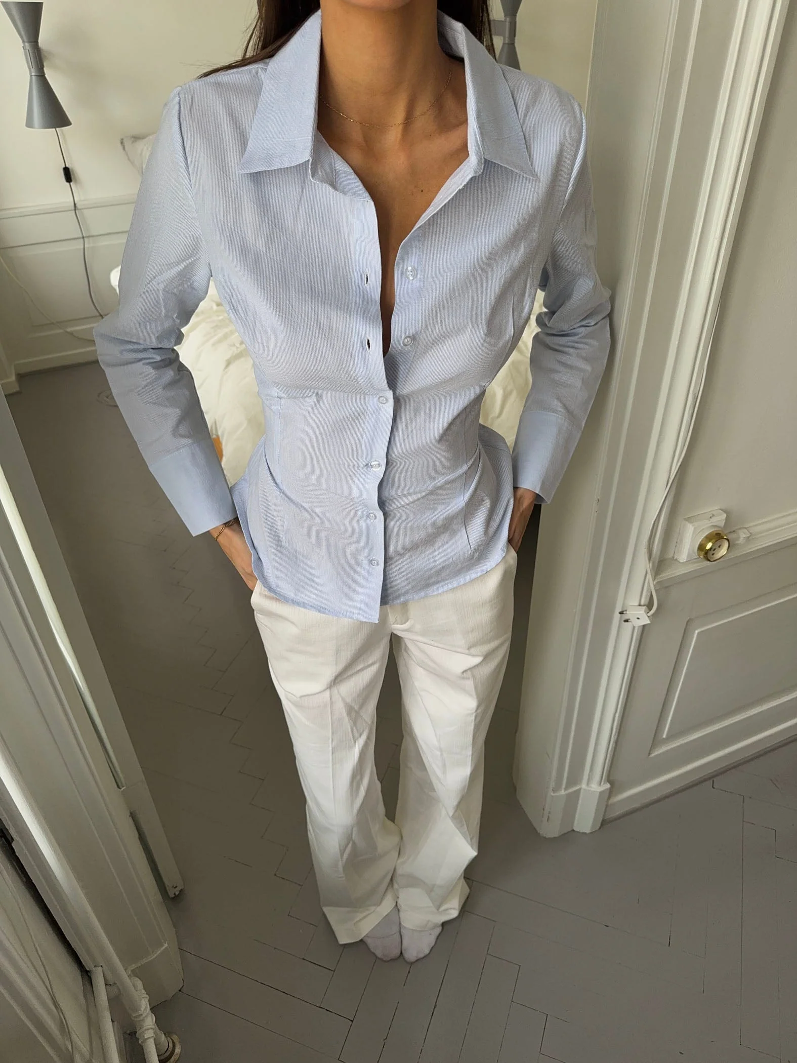 Alberte fitted shirt with stripes - Light blue/white 7 Alberte fitted shirt with stripes - Light blue/white