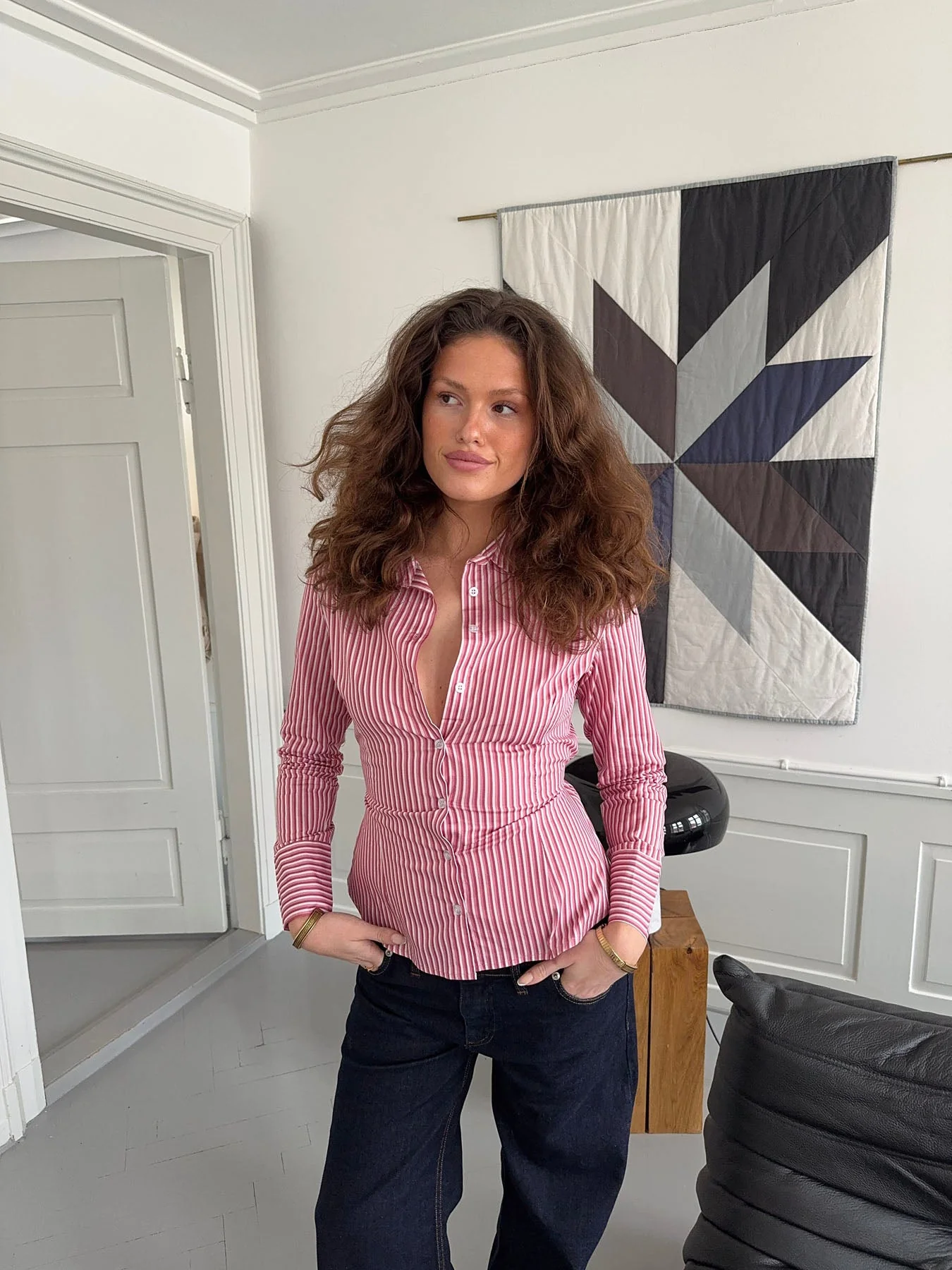 Alberte fitted shirt with stripes - Pink/white 10 Alberte fitted shirt with stripes - Pink/white