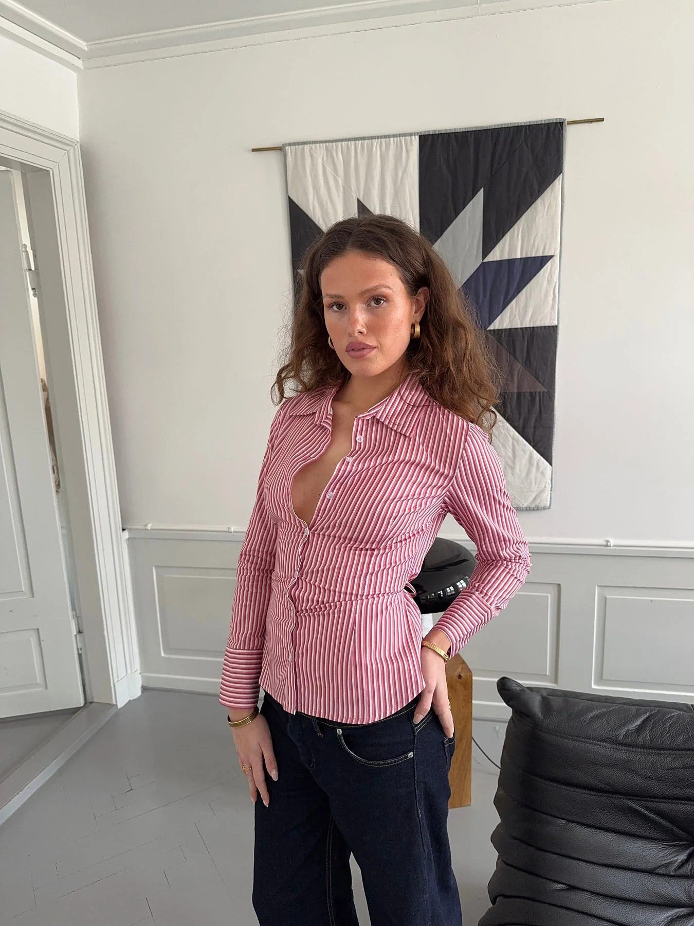 Alberte fitted shirt with stripes - Pink/white 11 Alberte fitted shirt with stripes - Pink/white