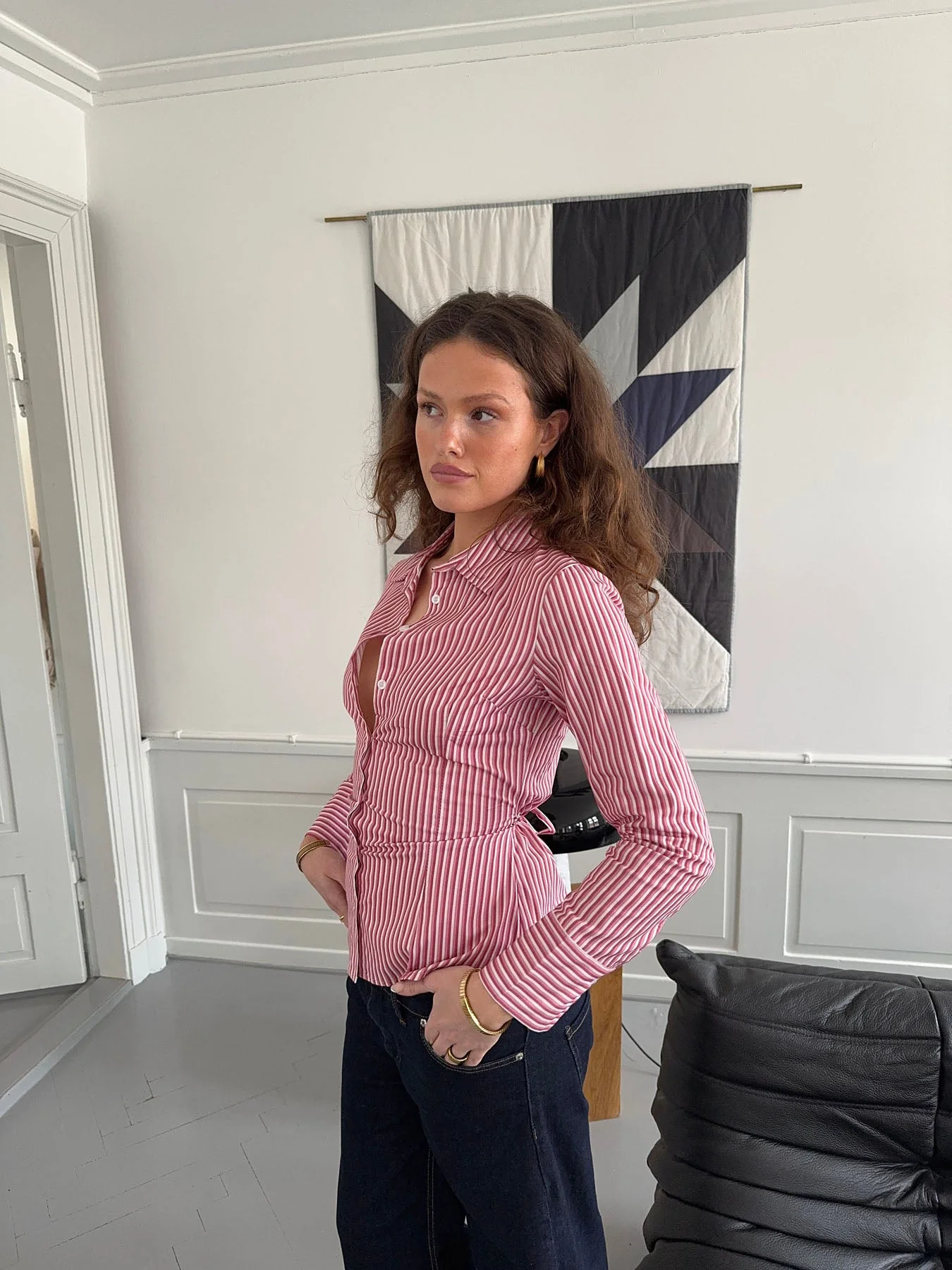 Alberte fitted shirt with stripes - Pink/white 3 Alberte fitted shirt with stripes - Pink/white
