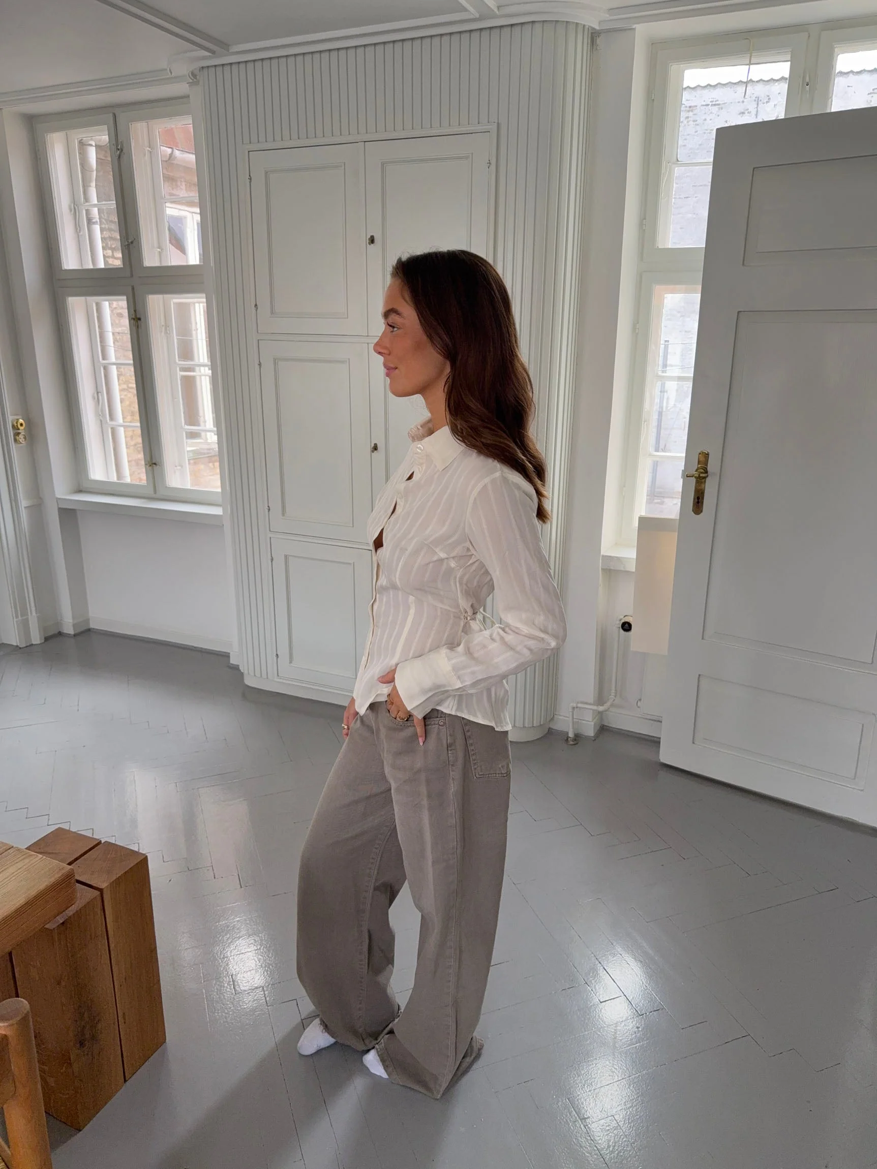 Alberte fitted shirt with stripes - White 5 Alberte fitted shirt with stripes - White