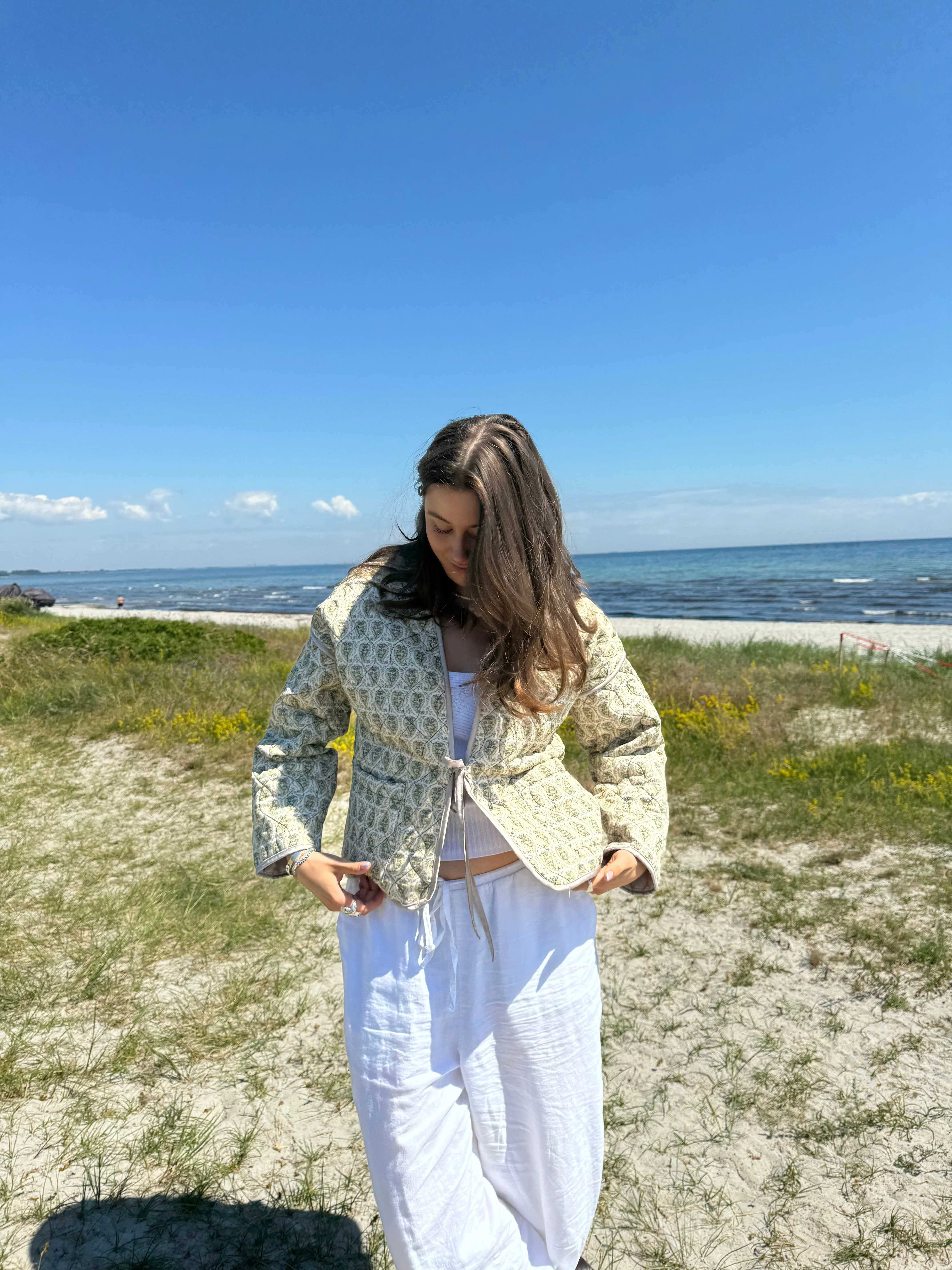 Alisa patterned quilted jacket - Green/beige 2 Alisa patterned quilted jacket - Green/beige