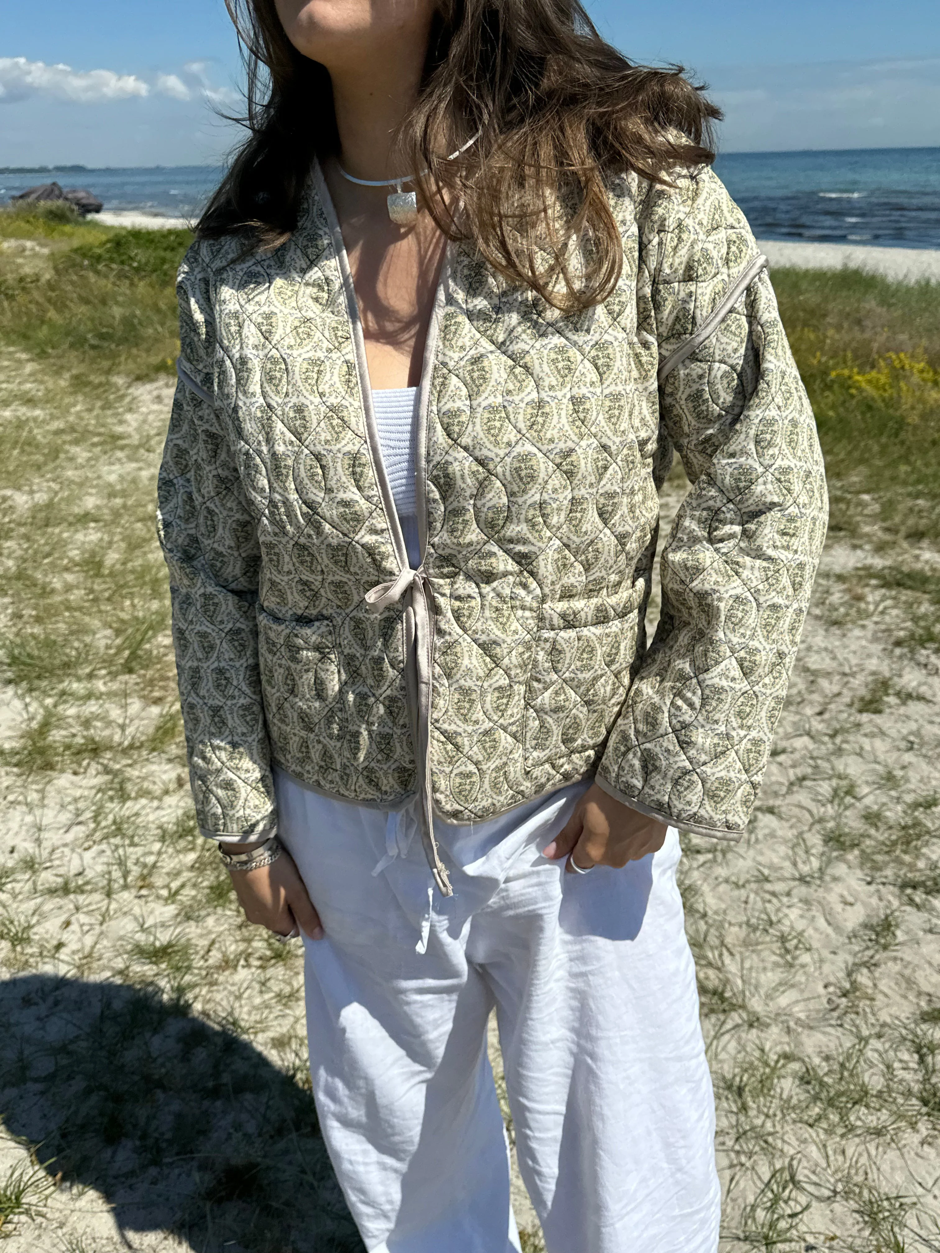 Alisa patterned quilted jacket - Green/beige 3 Alisa patterned quilted jacket - Green/beige