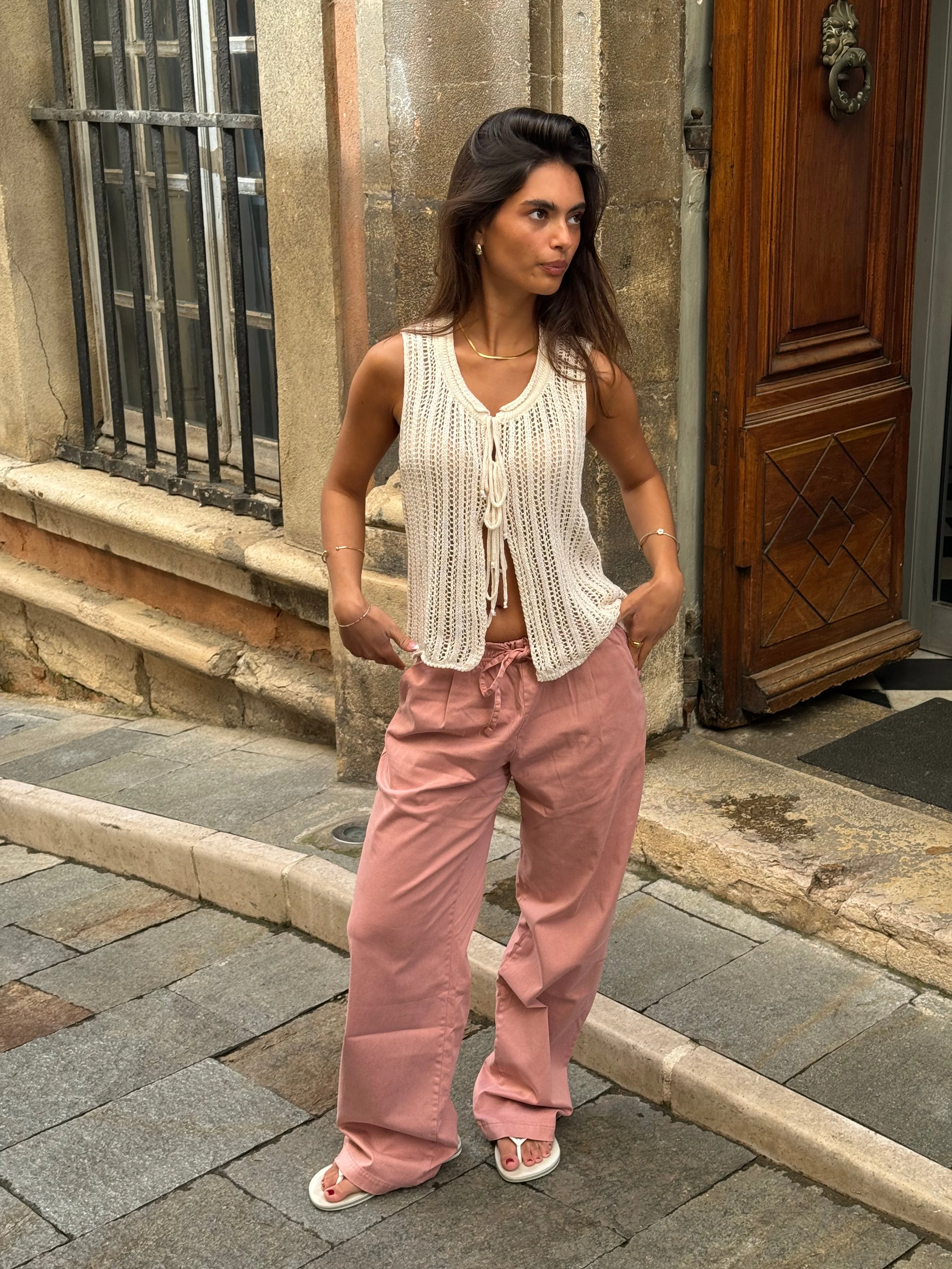 Anouk trousers with tie - Pink 1 Anouk trousers with tie - Pink