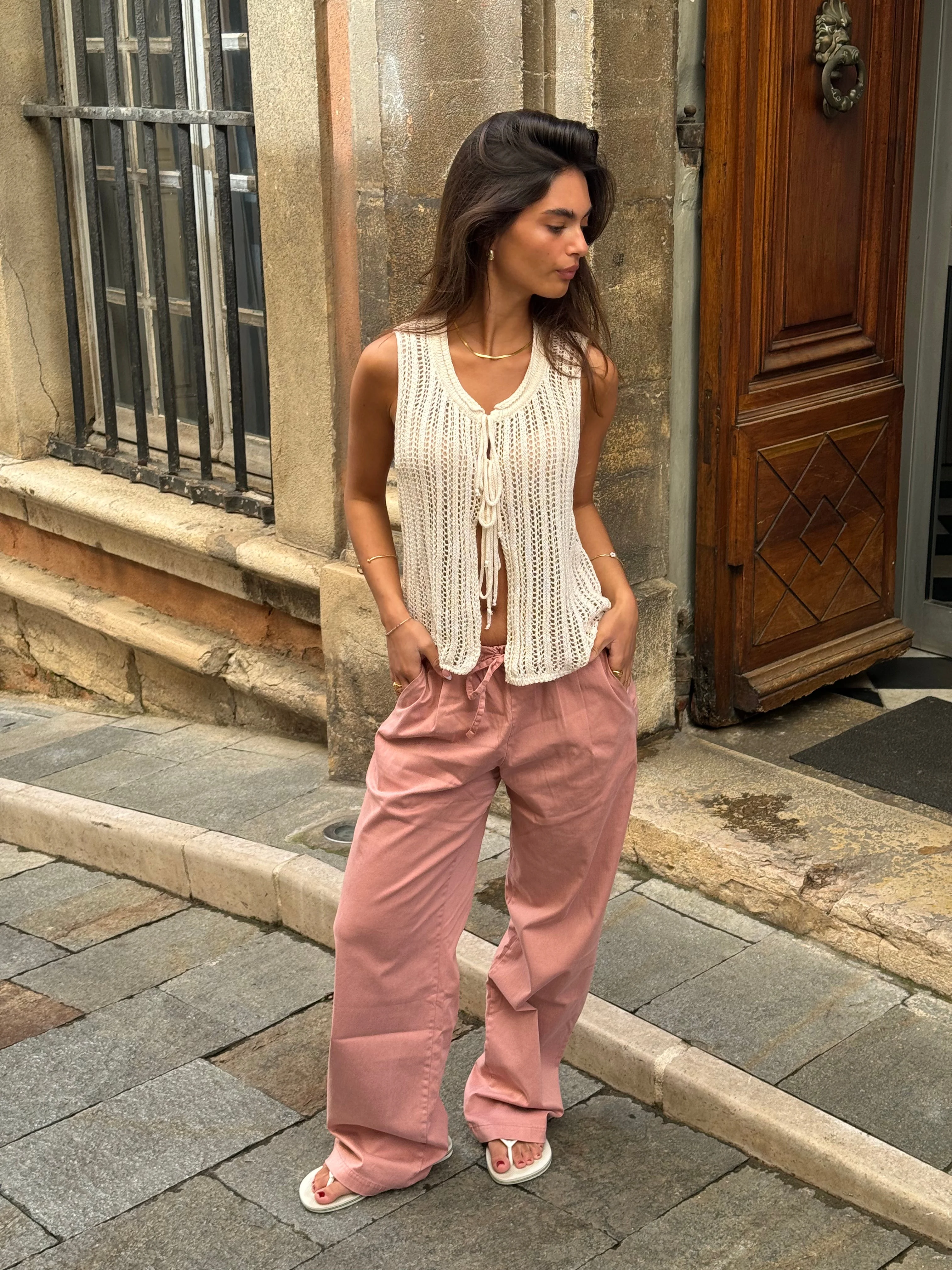 Anouk trousers with tie - Pink 2 Anouk trousers with tie - Pink