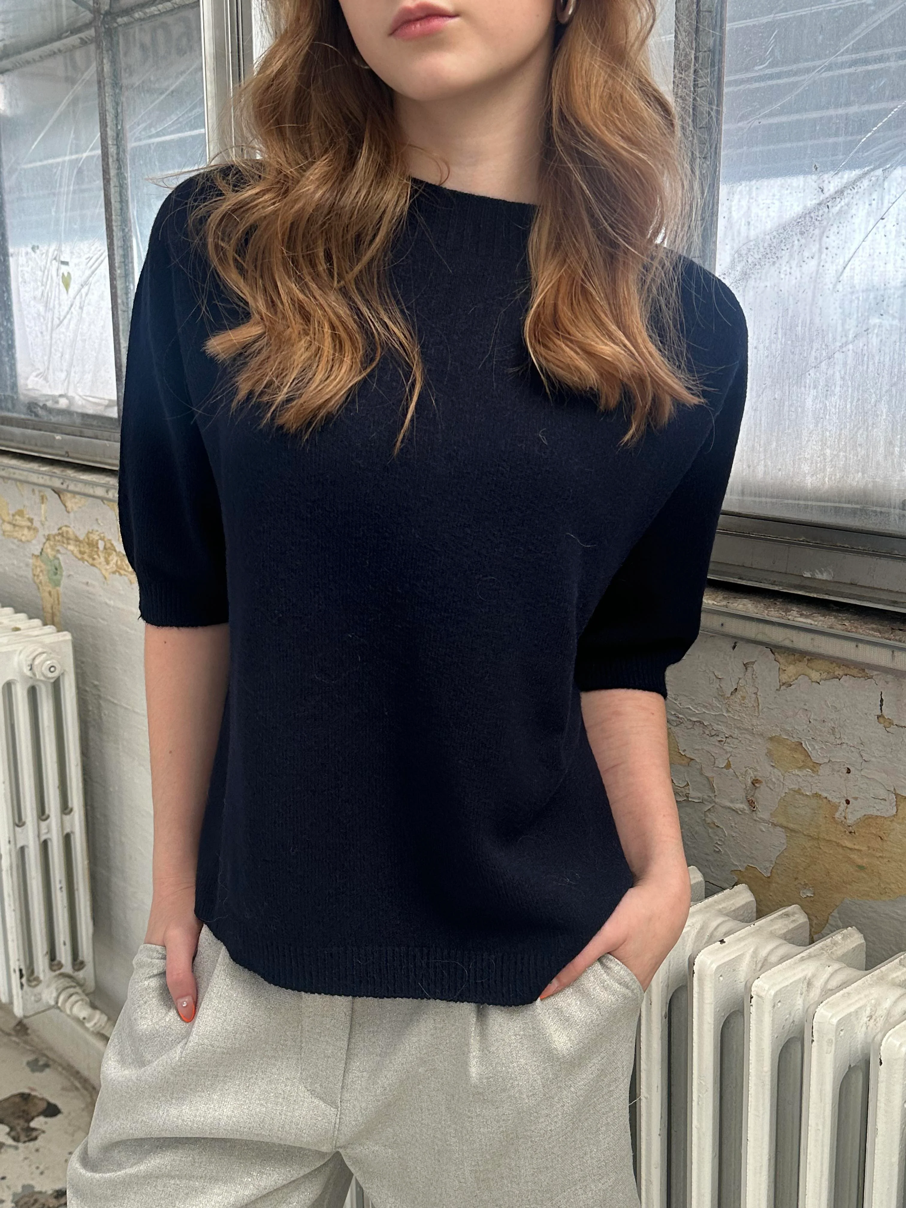 Arabella knitted t-shirt - Navy 5 Arabella knitted t-shirt - Navy
