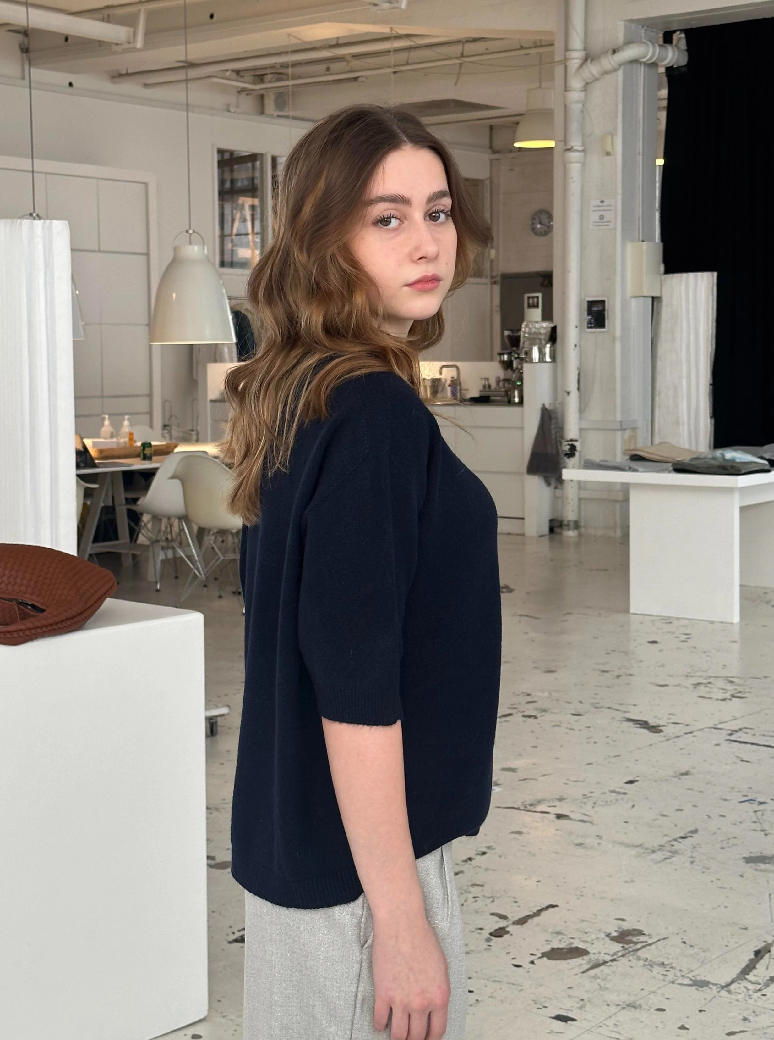 Arabella knitted t-shirt - Navy 7 Arabella knitted t-shirt - Navy