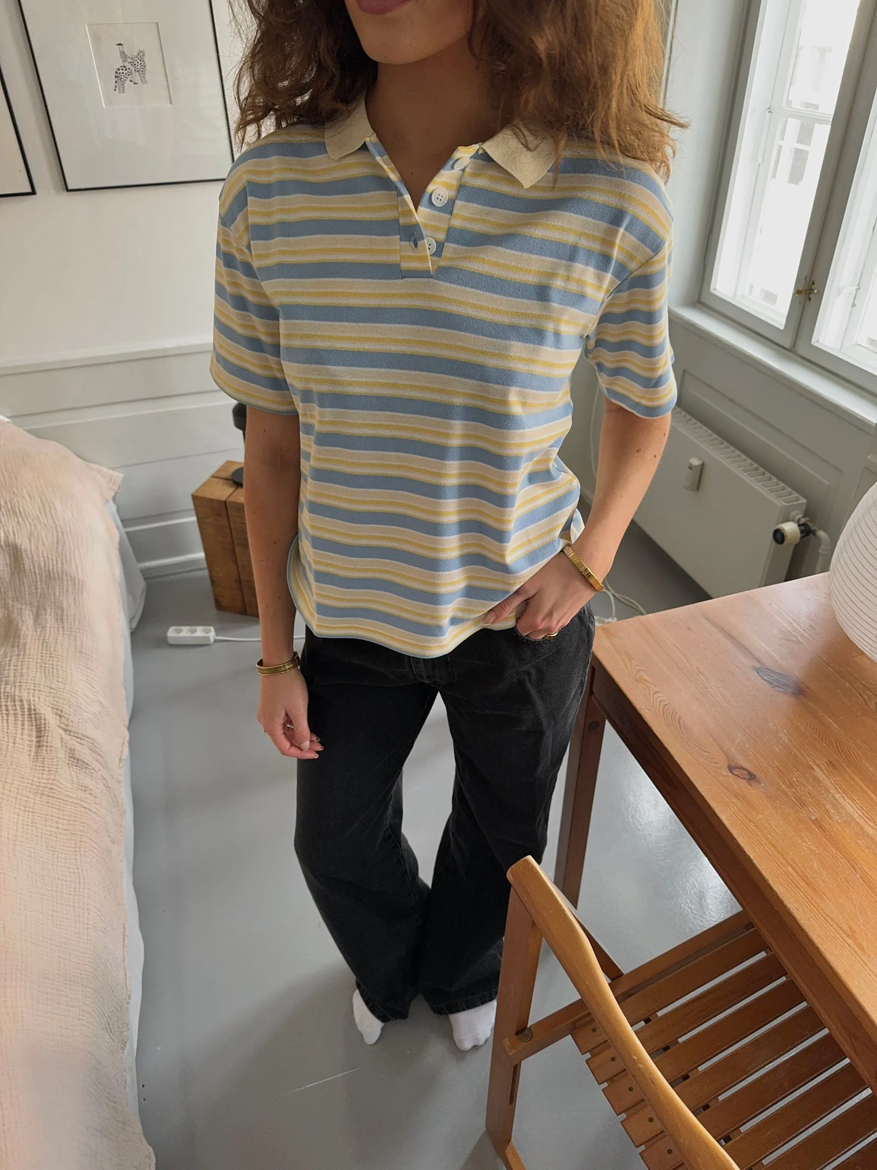 Autine striped polo t-shirt – Yellow/blue 2 Autine striped polo t-shirt – Yellow/blue