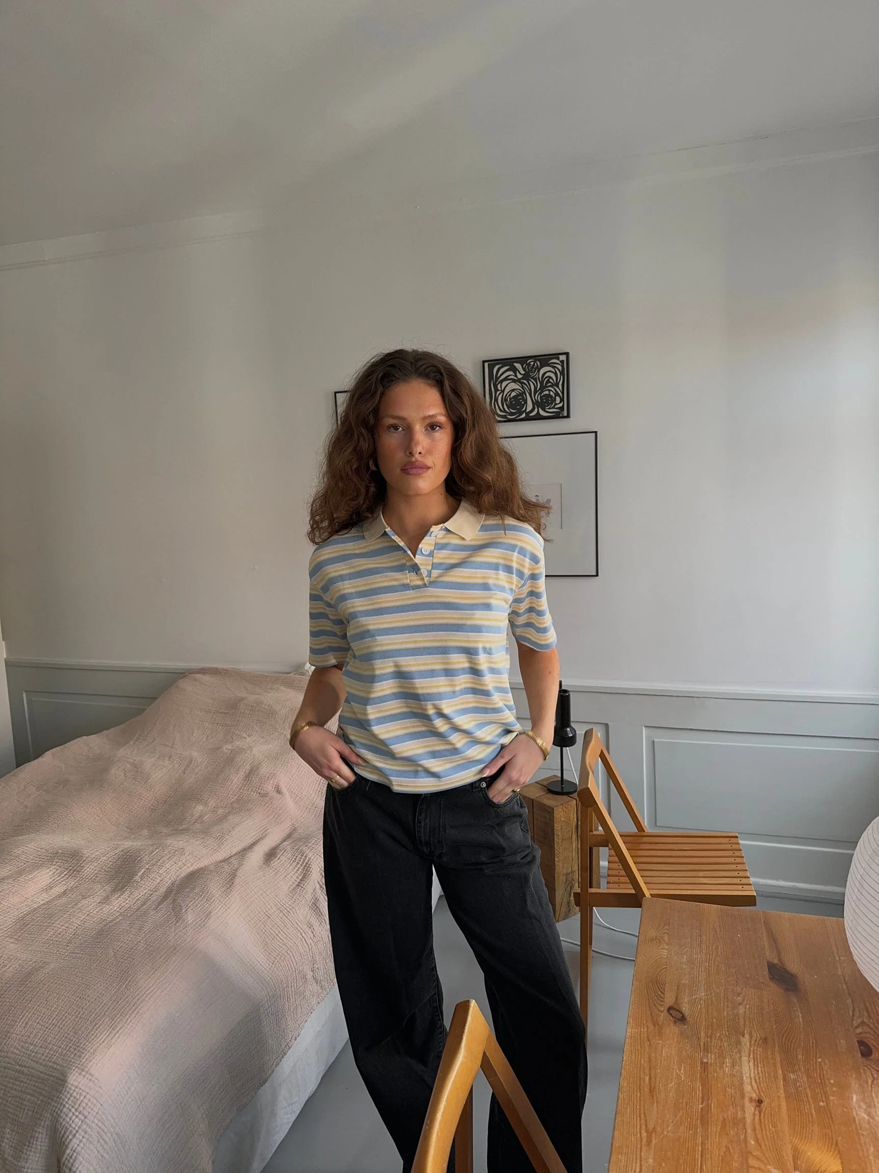 Autine striped polo t-shirt – Yellow/blue 4 Autine striped polo t-shirt – Yellow/blue