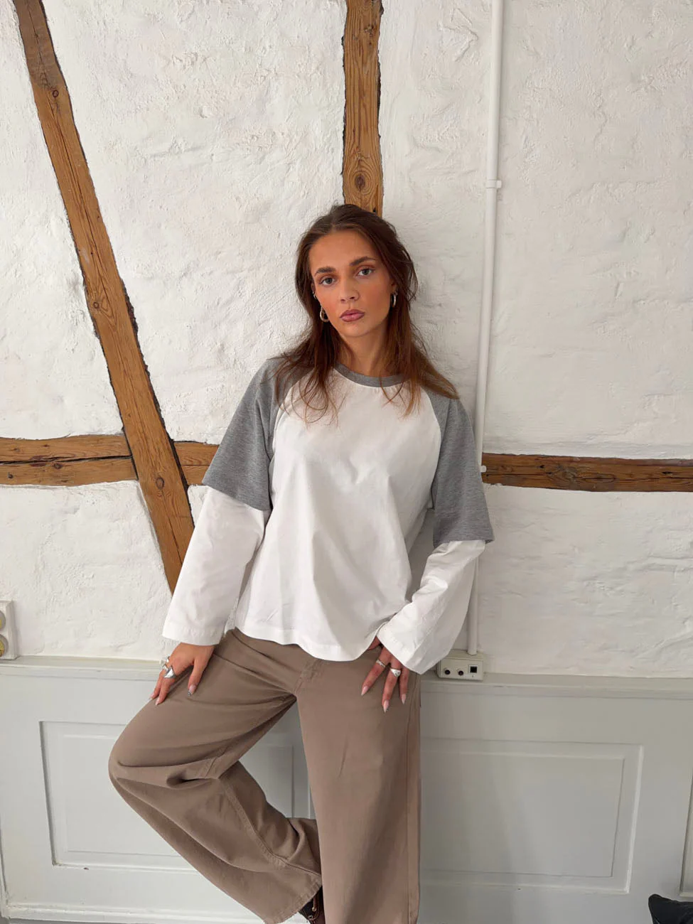 Blaine t-shirt with long sleeves – Grey/white 3 Blaine t-shirt with long sleeves – Grey/white