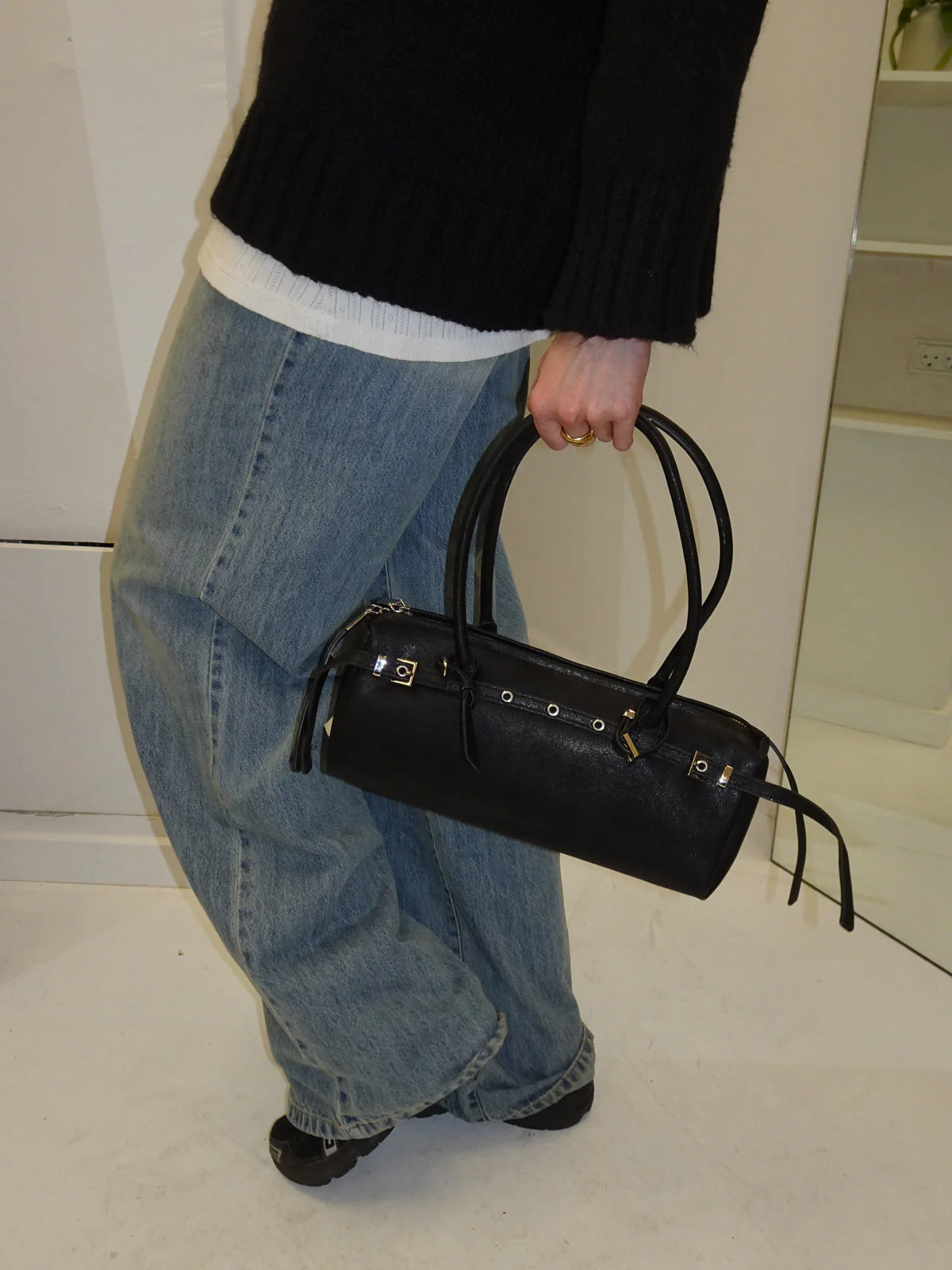 Bobby handbag with metal buttons - Black 11 Bobby handbag with metal buttons - Black