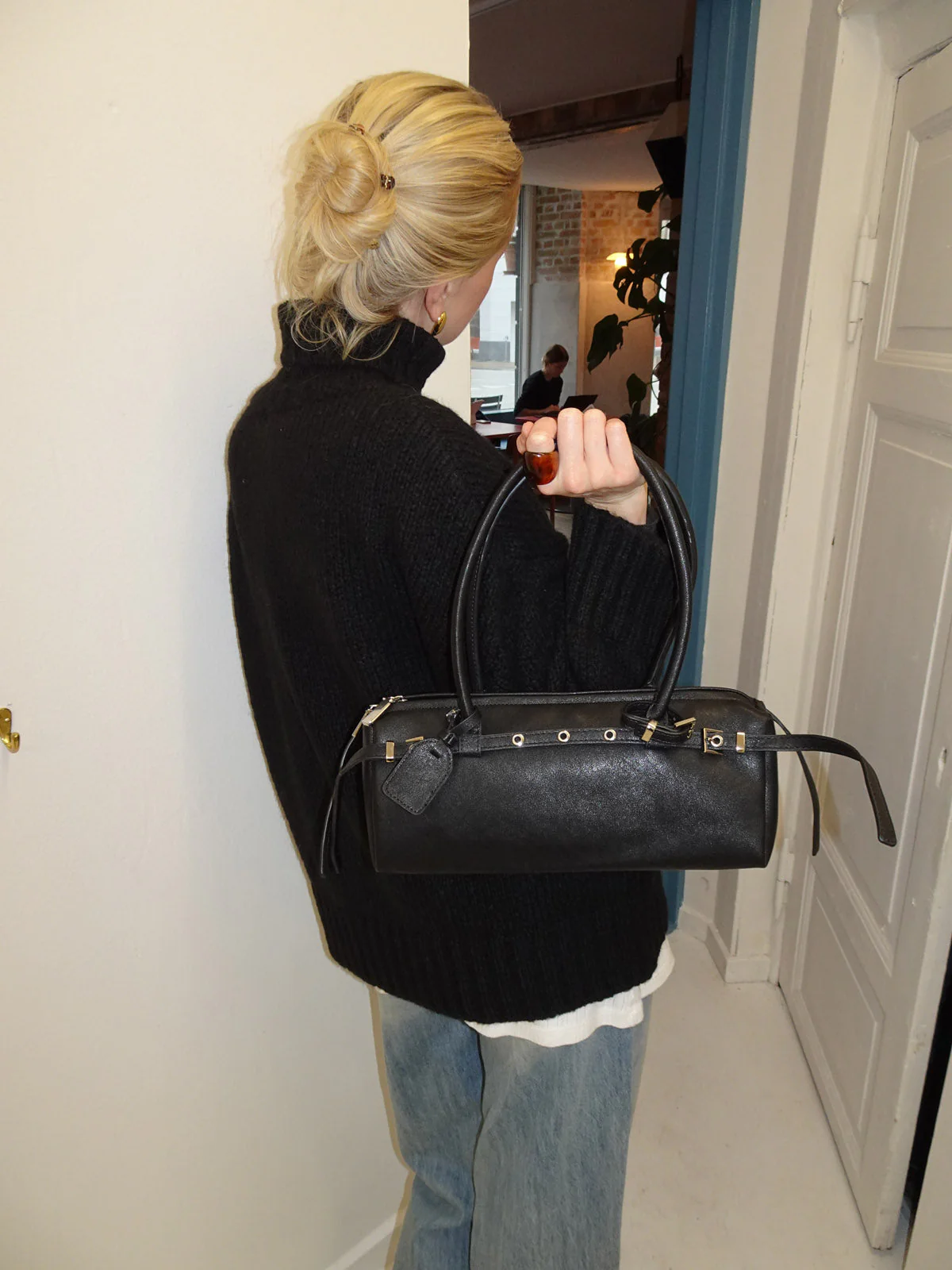 Bobby handbag with metal buttons - Black 2 Bobby handbag with metal buttons - Black