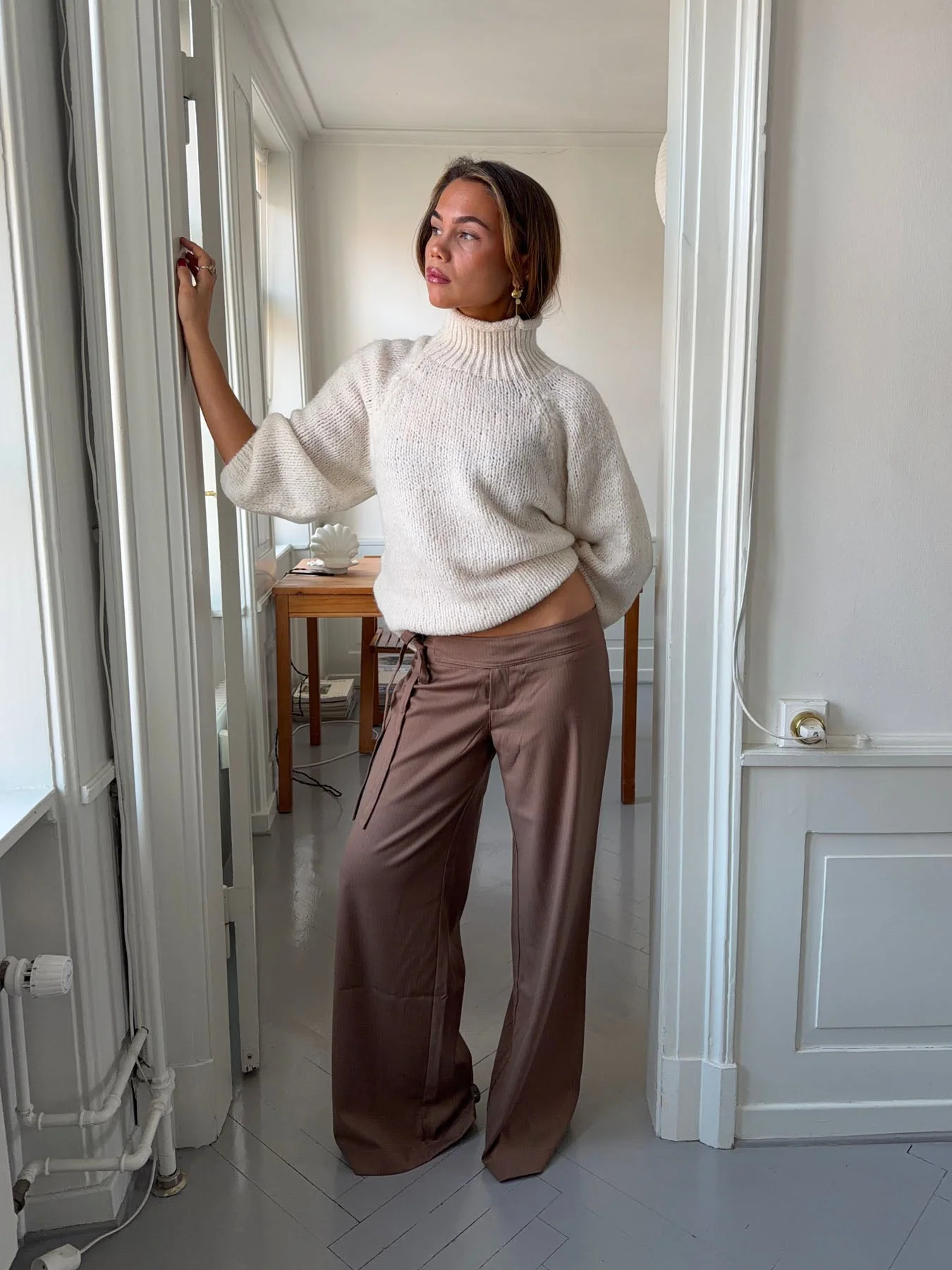 Buka pants with tie detail - Brown 2 Buka pants with tie detail - Brown