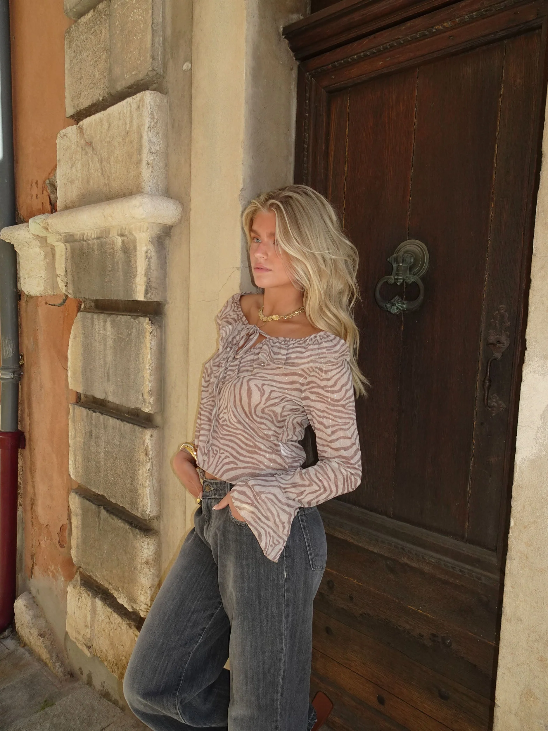 Capucine blouse with zebra print – Brown 13 Capucine blouse with zebra print – Brown