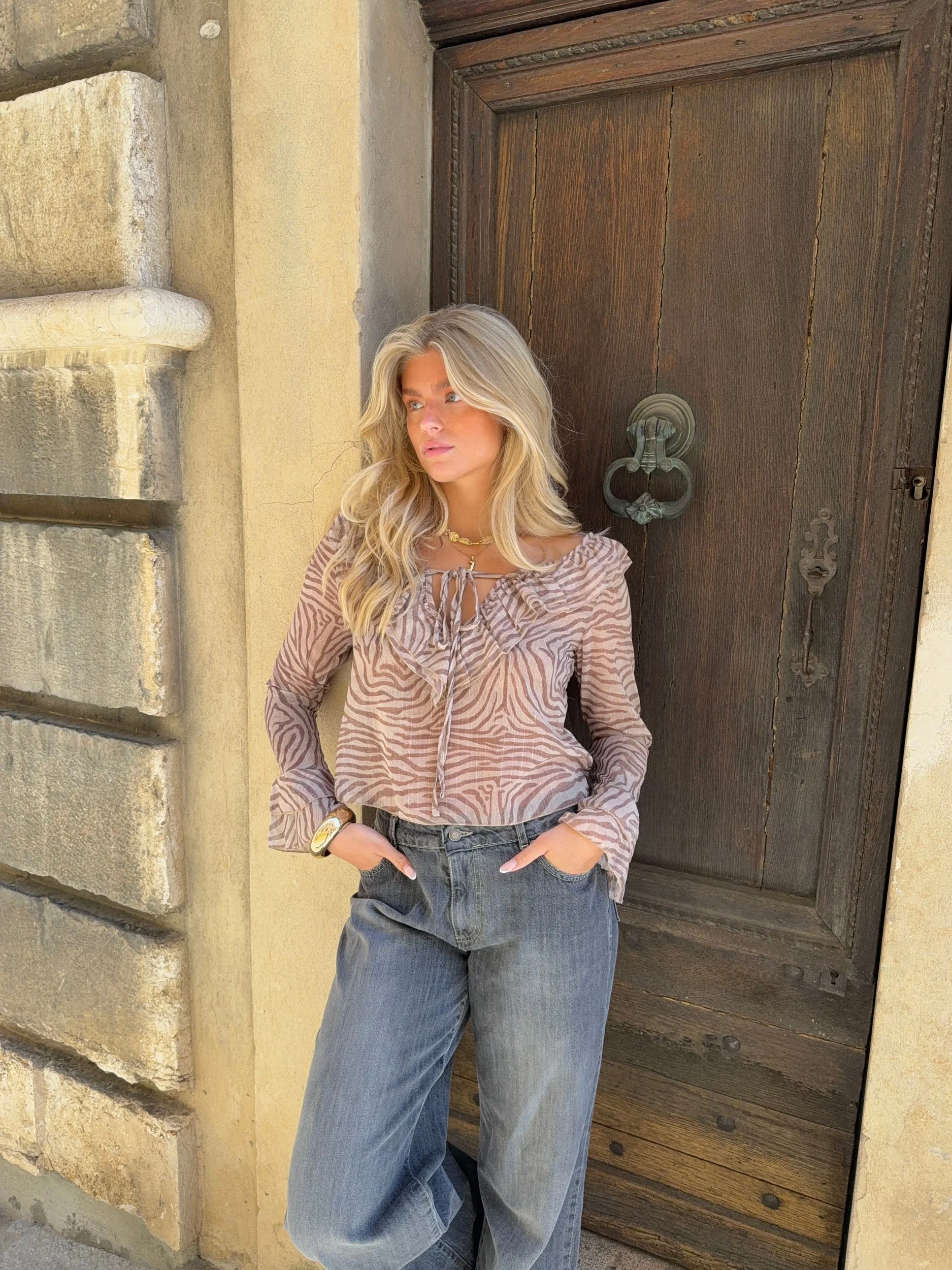 Capucine blouse with zebra print – Brown 14 Capucine blouse with zebra print – Brown