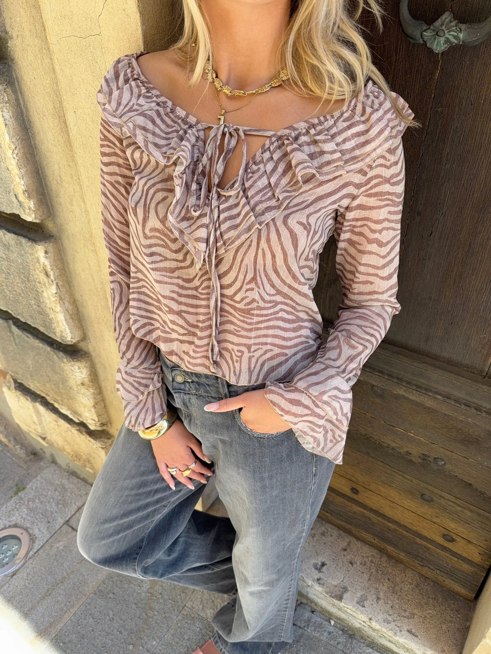 Capucine blouse with zebra print – Brown 5 Capucine blouse with zebra print – Brown