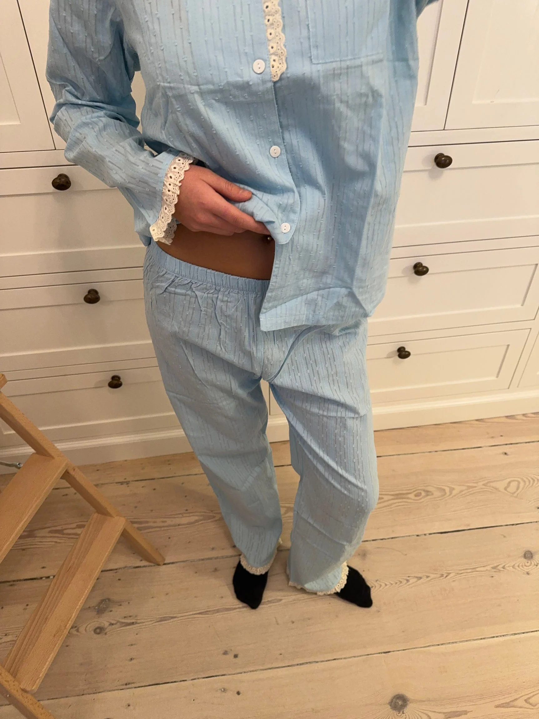 Carol pyjamas set with lace - Light Blue 6 Carol pyjamas set with lace - Light Blue