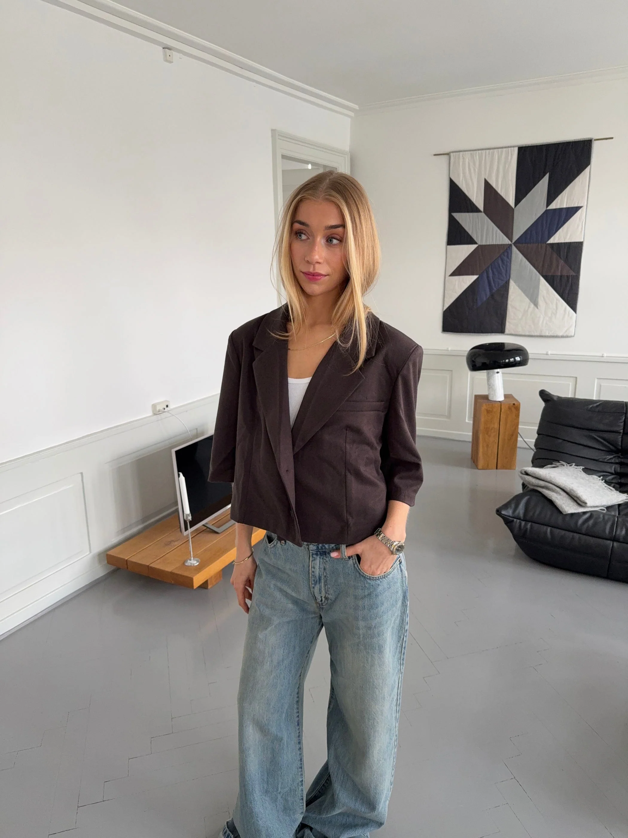 Carolyn cropped blazer - Brown 8 Carolyn cropped blazer - Brown