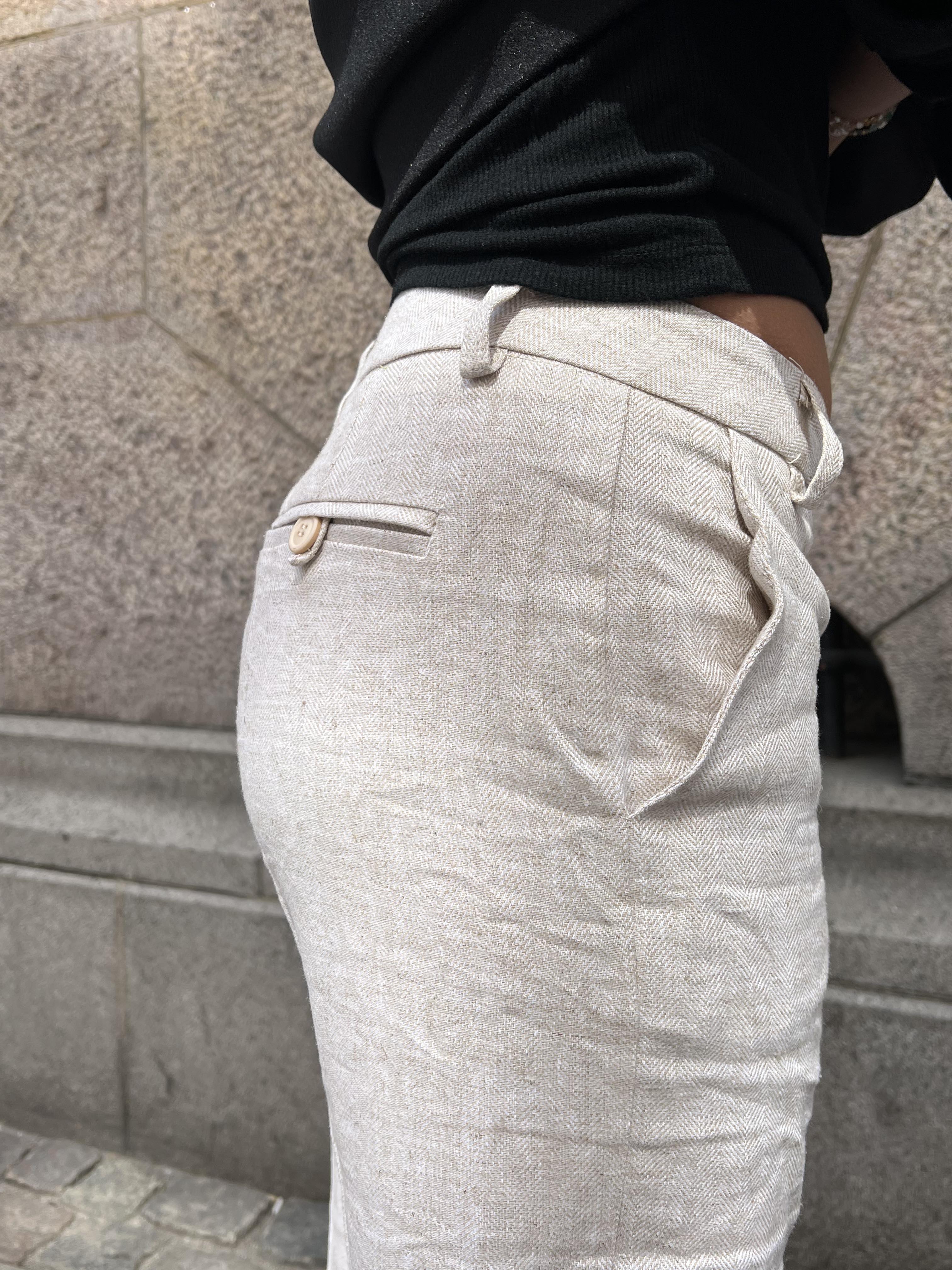 Herringbone pants - Beige/white 11 Herringbone pants - Beige/white