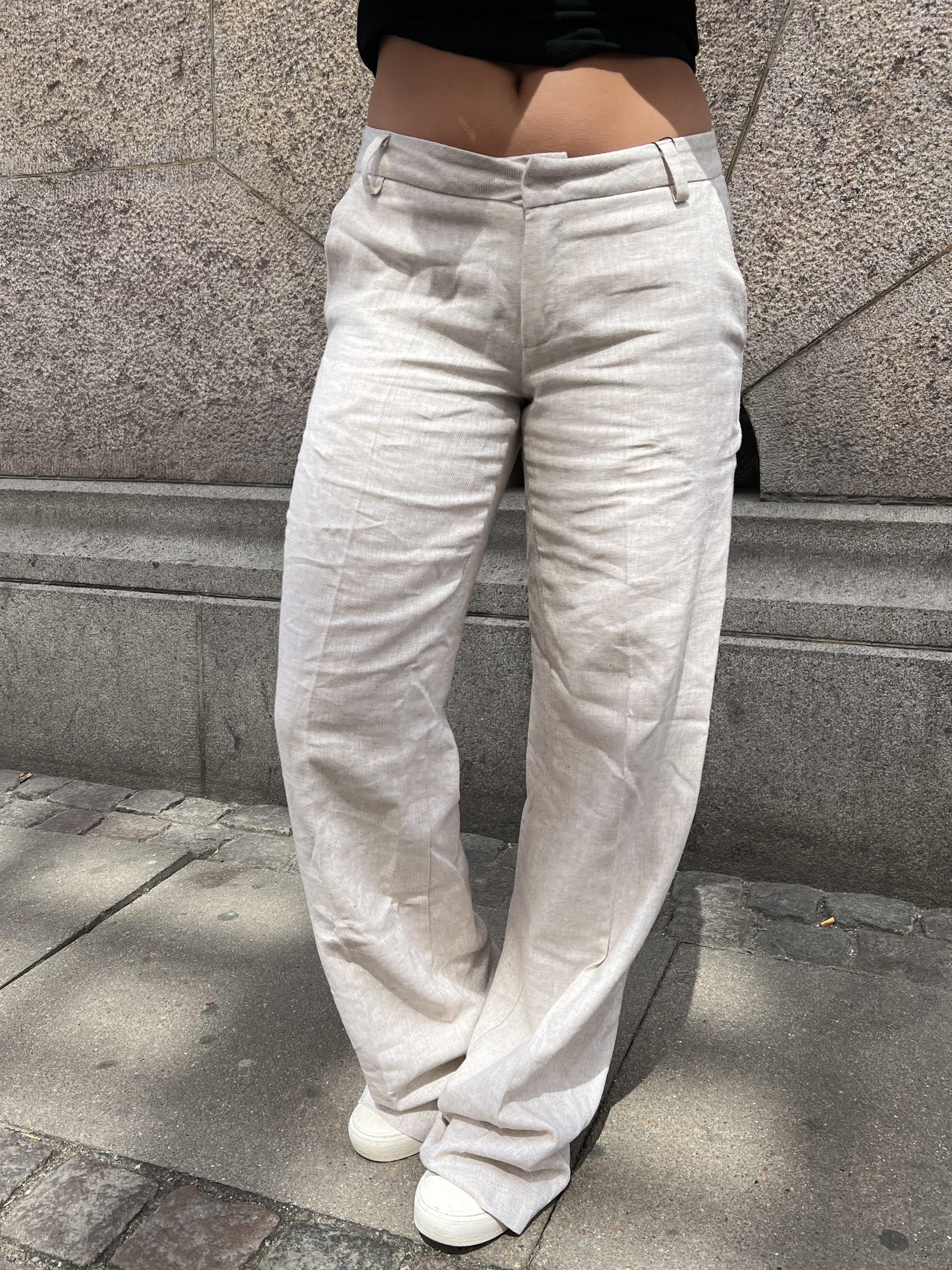 Herringbone pants - Beige/white 3 Herringbone pants - Beige/white