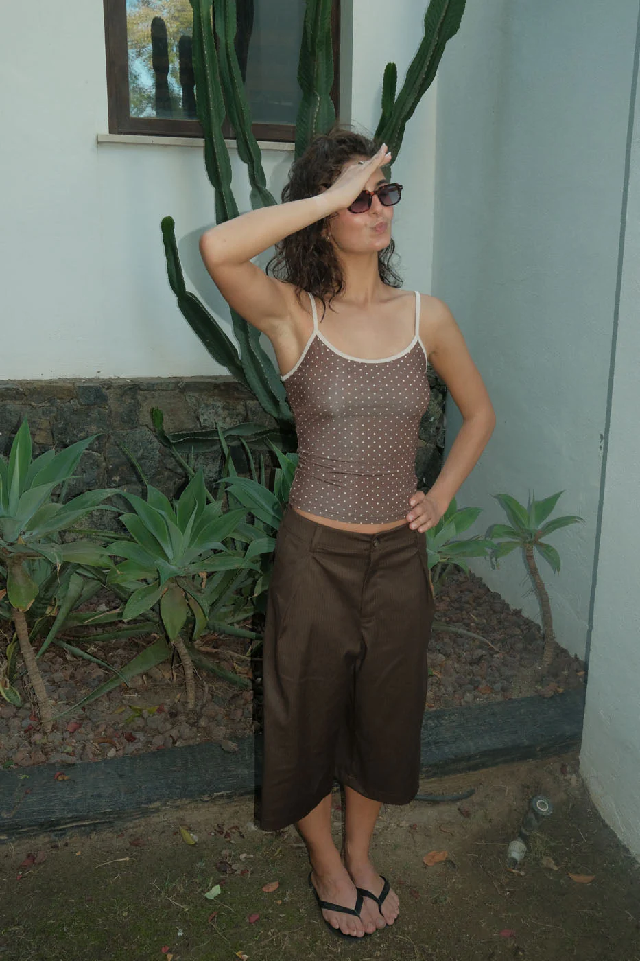 Esmaralda top with polka dots – Brown/white 14 Esmaralda top with polka dots – Brown/white
