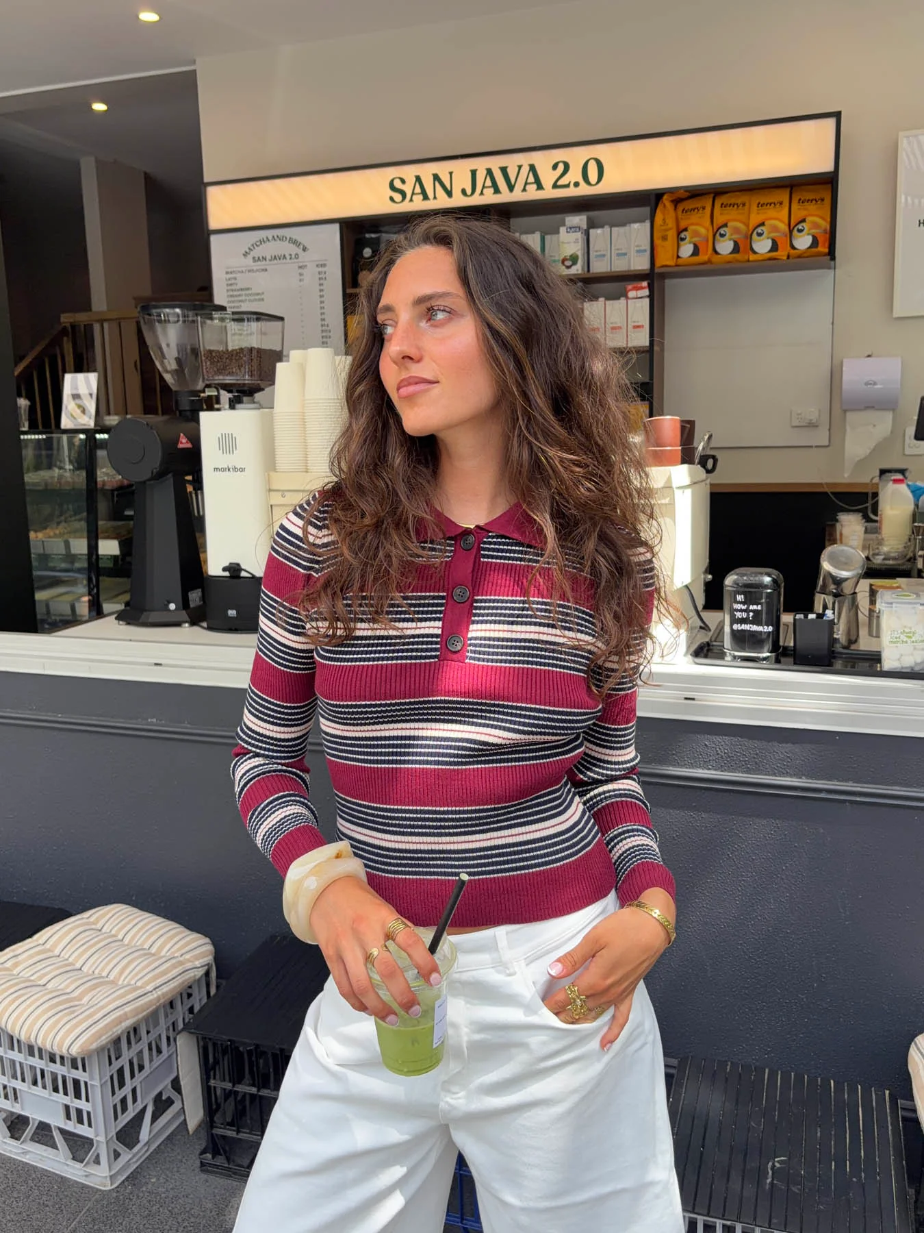 Tilina polo with stripes - Red/beige/navy 6 Tilina polo with stripes - Red/beige/navy