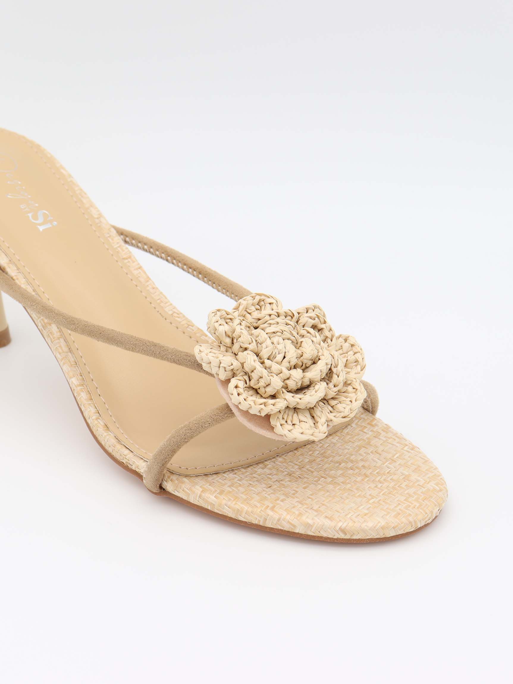 Jenna heels with braided flower detail – Off White 2 Jenna heels with braided flower detail – Off White