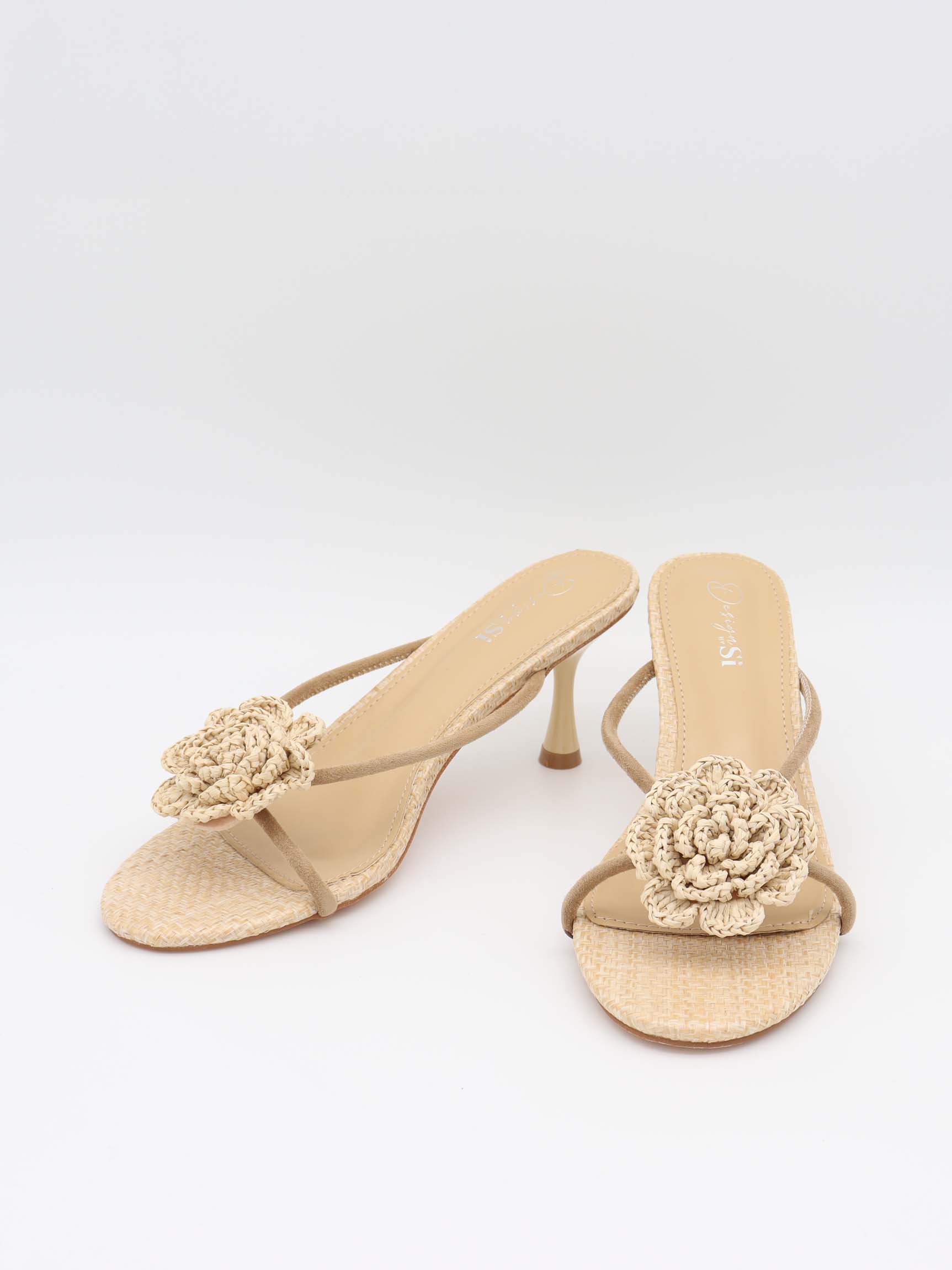 Jenna heels with braided flower detail – Off White 3 Jenna heels with braided flower detail – Off White