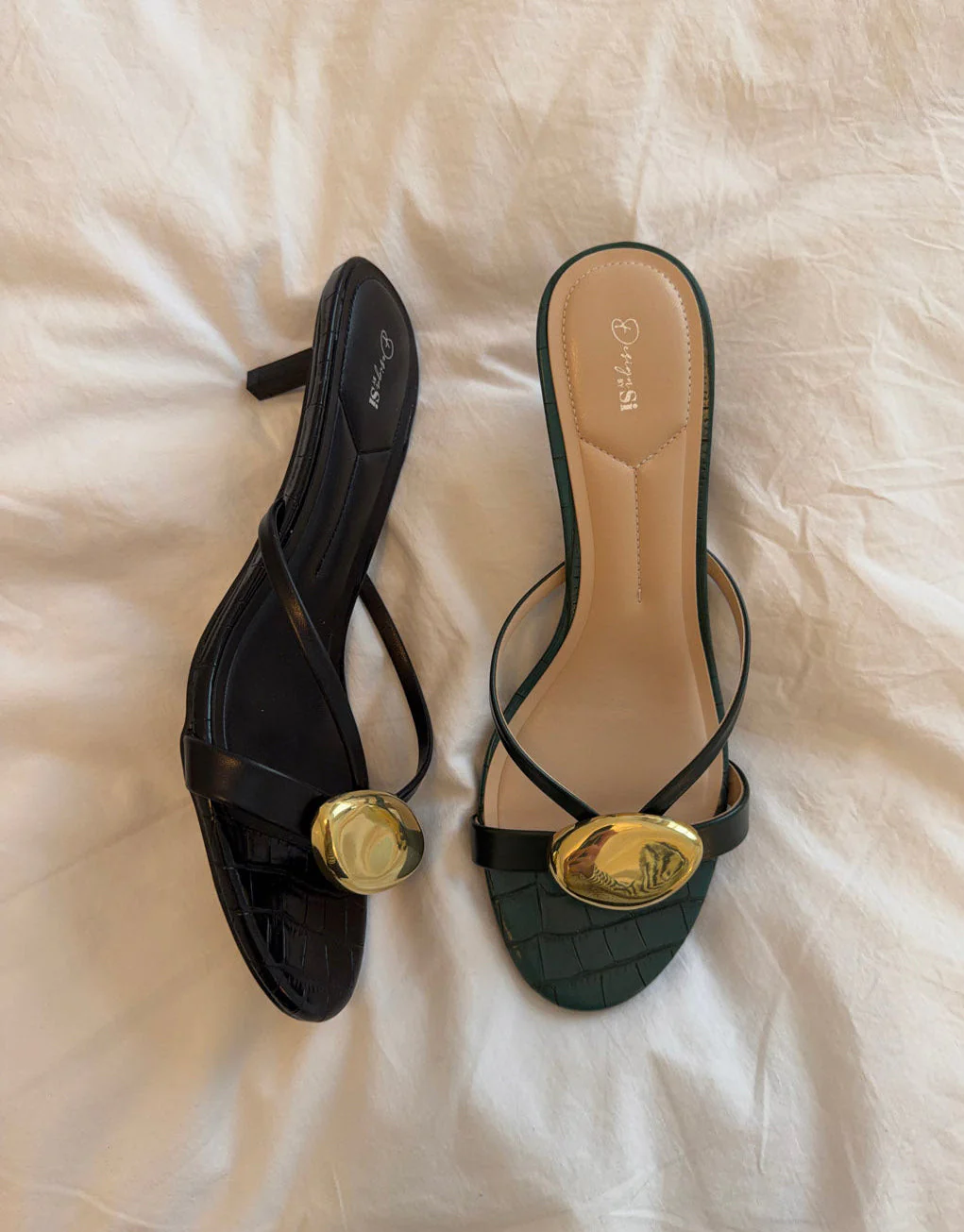 Cleopatra mini heels with gold detail - Green 1 Cleopatra mini heels with gold detail - Green