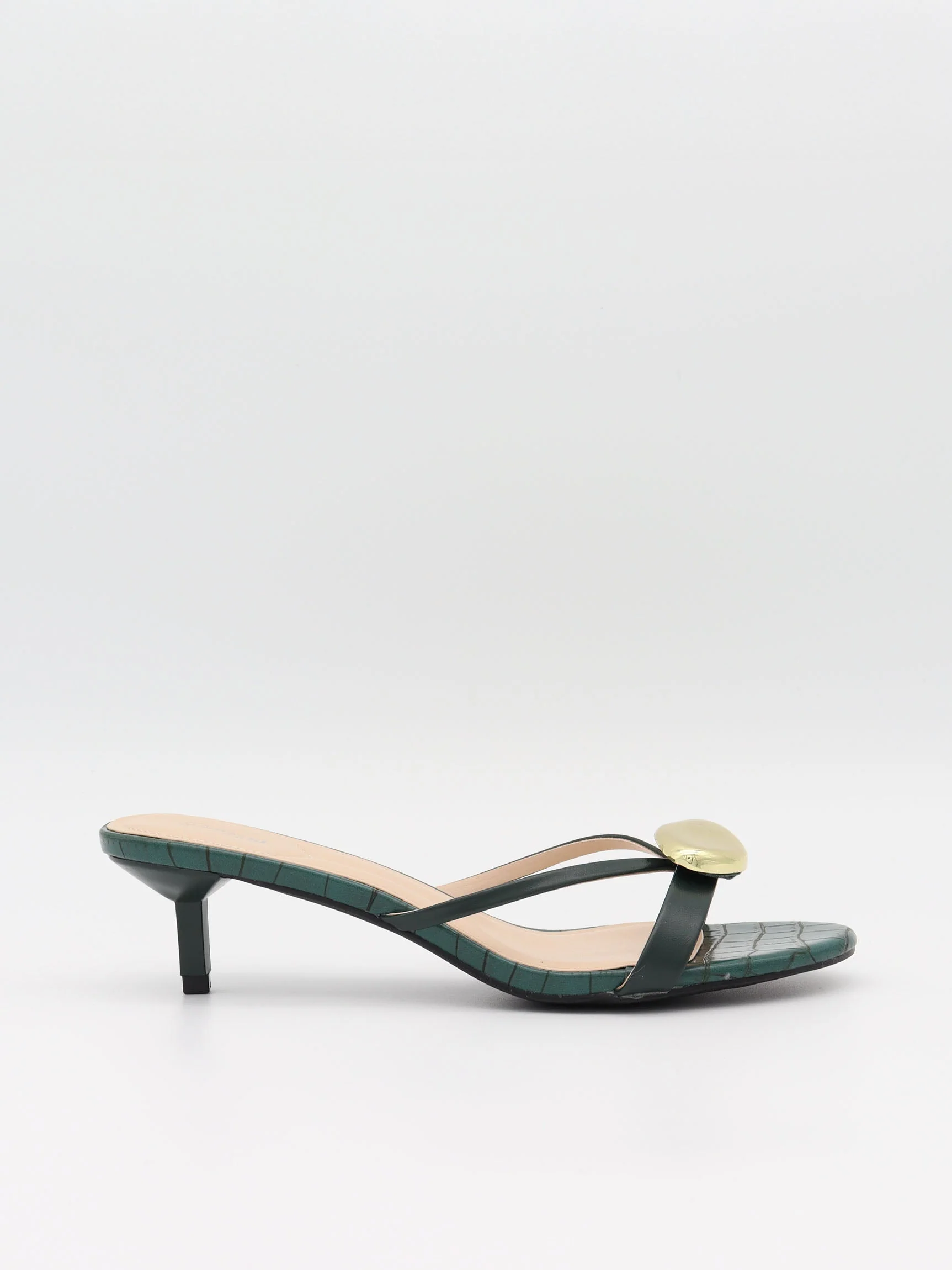 Cleopatra mini heels with gold detail - Green 2 Cleopatra mini heels with gold detail - Green