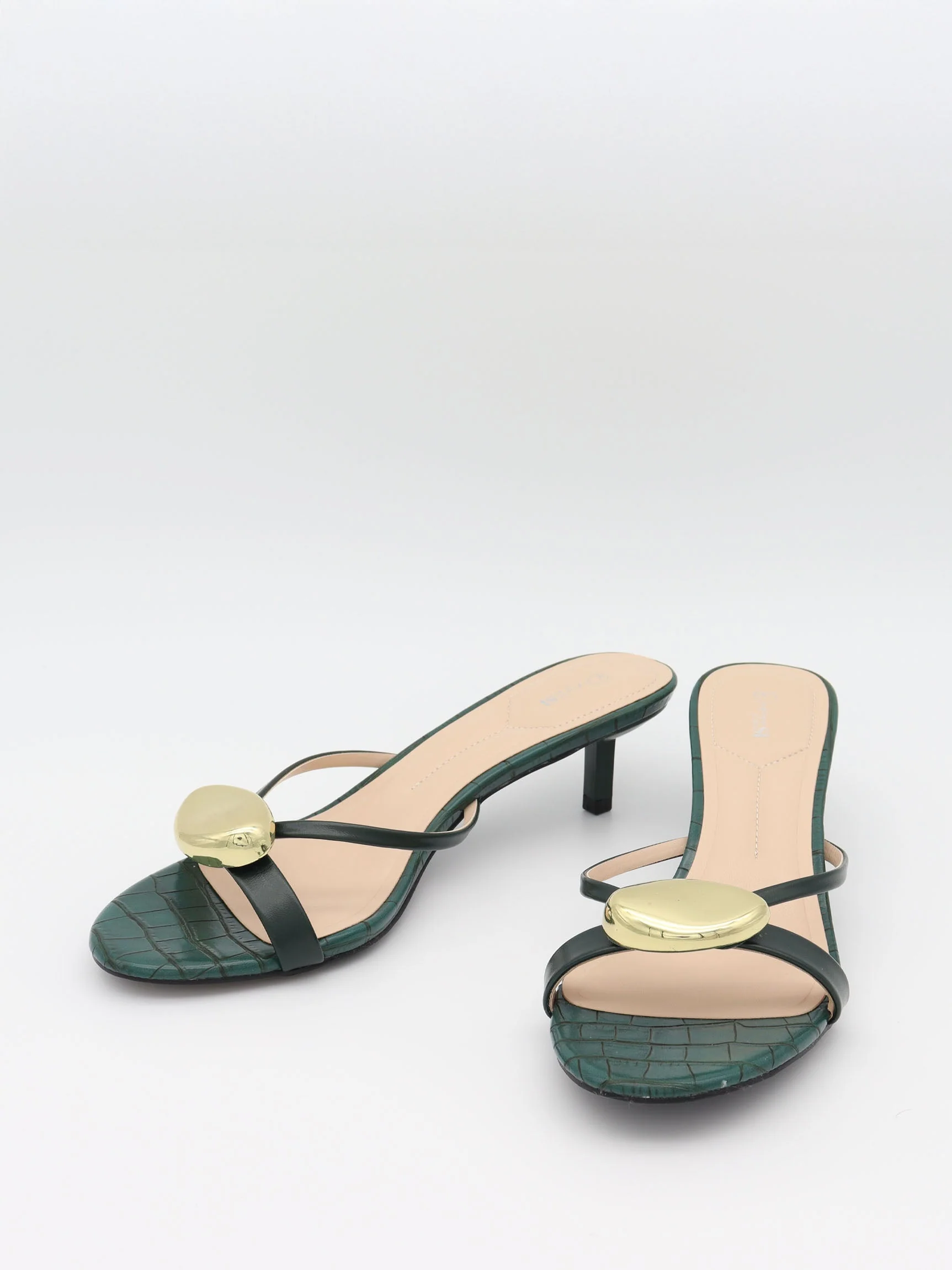 Cleopatra mini heels with gold detail - Green 5 Cleopatra mini heels with gold detail - Green