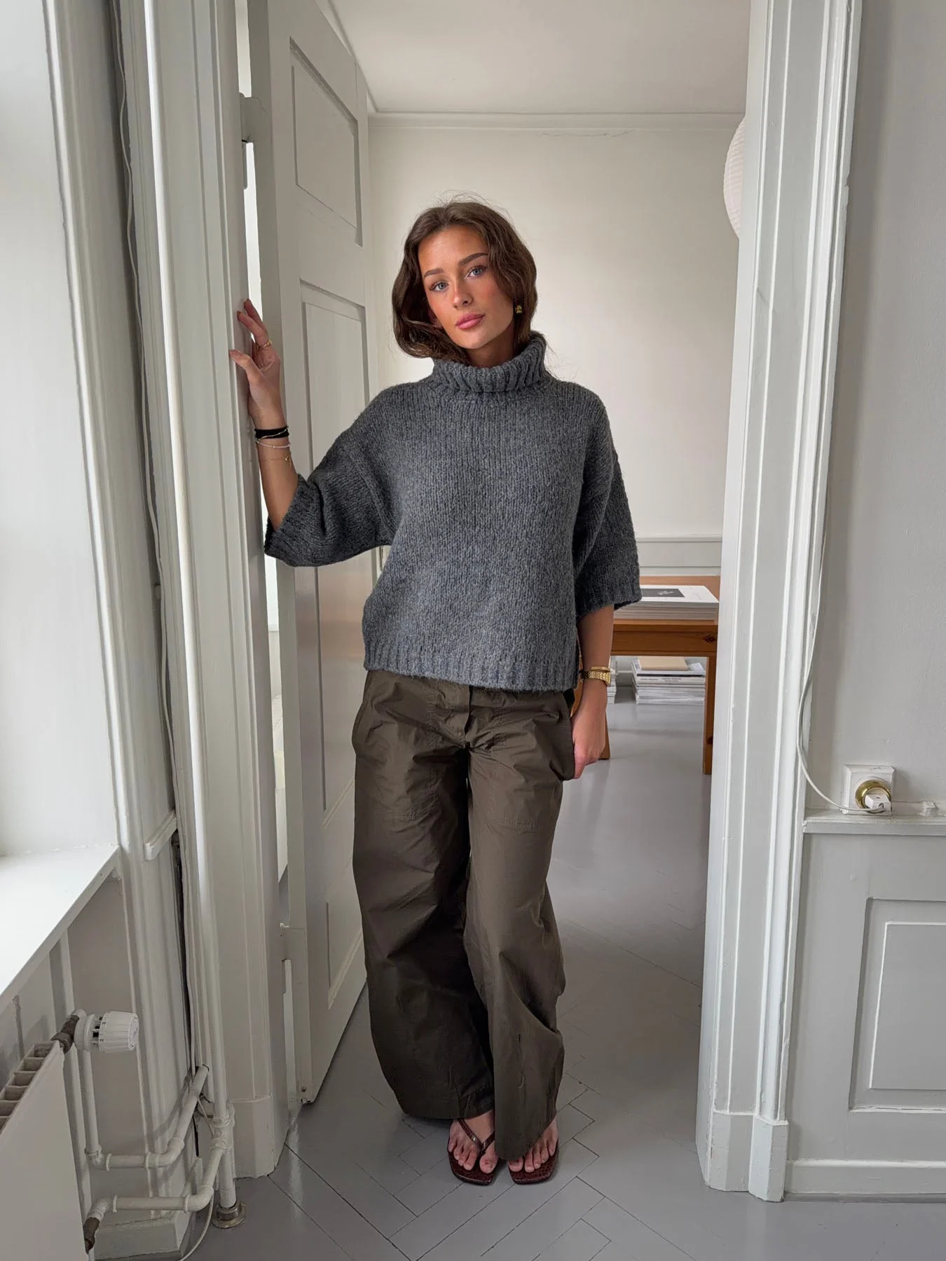 Dubleo knit sweater with short sleeves - Grey 4 Dubleo knit sweater with short sleeves - Grey