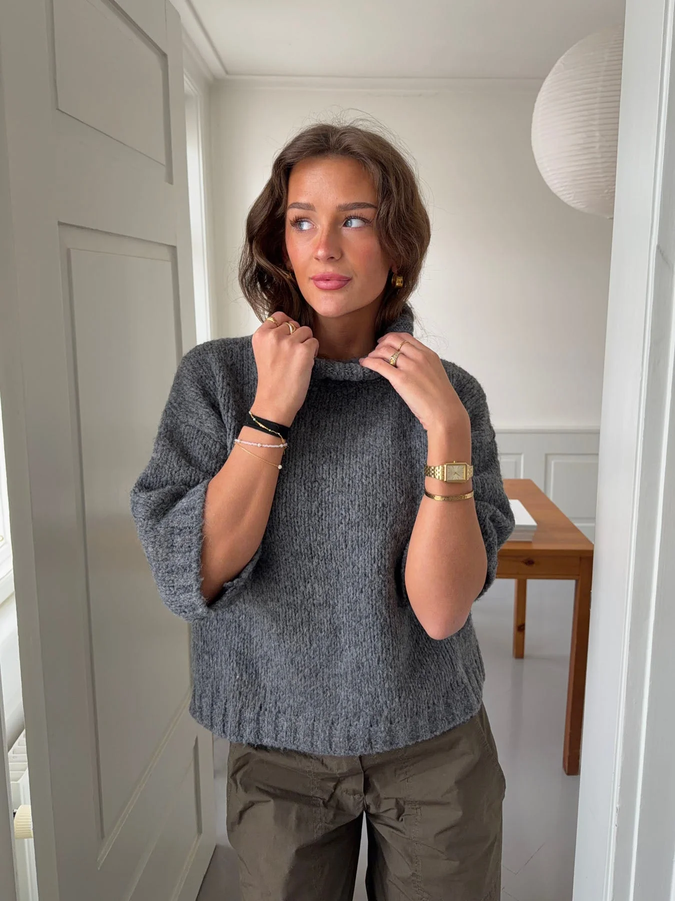 Dubleo knit sweater with short sleeves - Grey 9 Dubleo knit sweater with short sleeves - Grey
