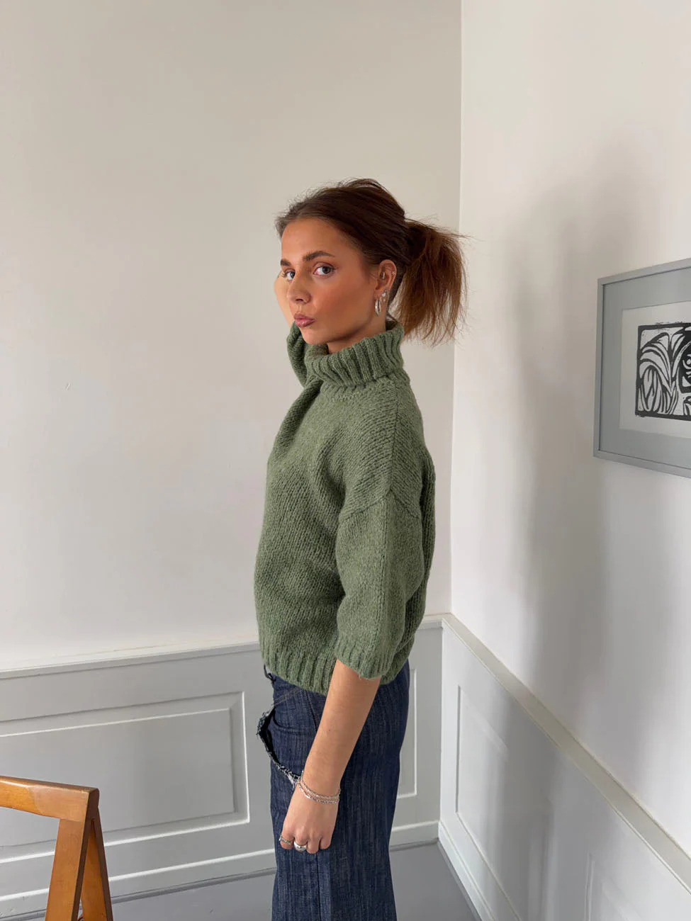 Dubleo knit sweater with short sleeves – Green 11 Dubleo knit sweater with short sleeves – Green