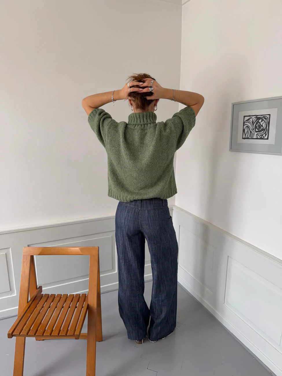 Dubleo knit sweater with short sleeves – Green 3 Dubleo knit sweater with short sleeves – Green