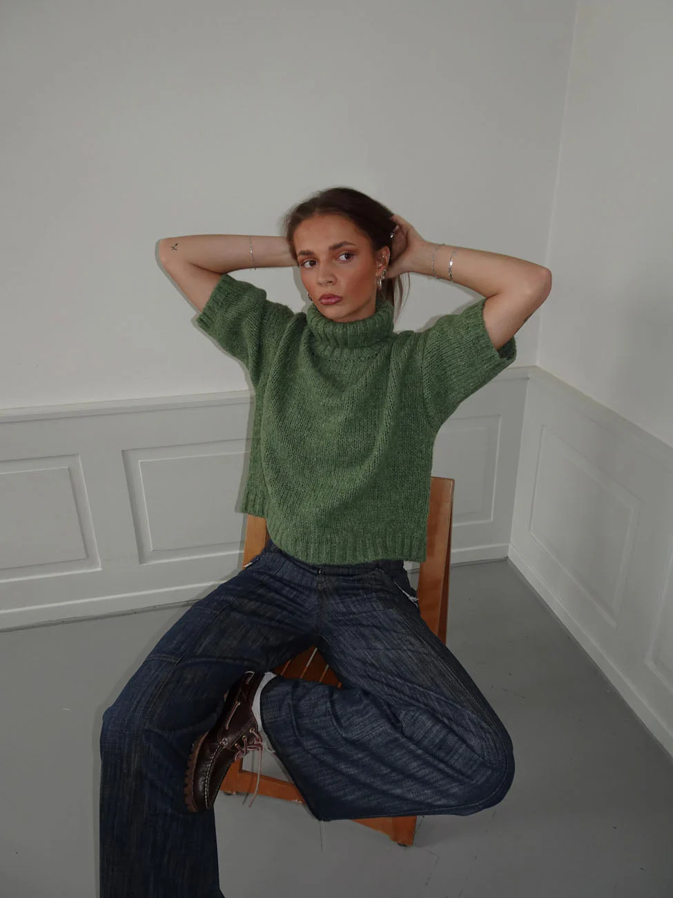 Dubleo knit sweater with short sleeves – Green 4 Dubleo knit sweater with short sleeves – Green