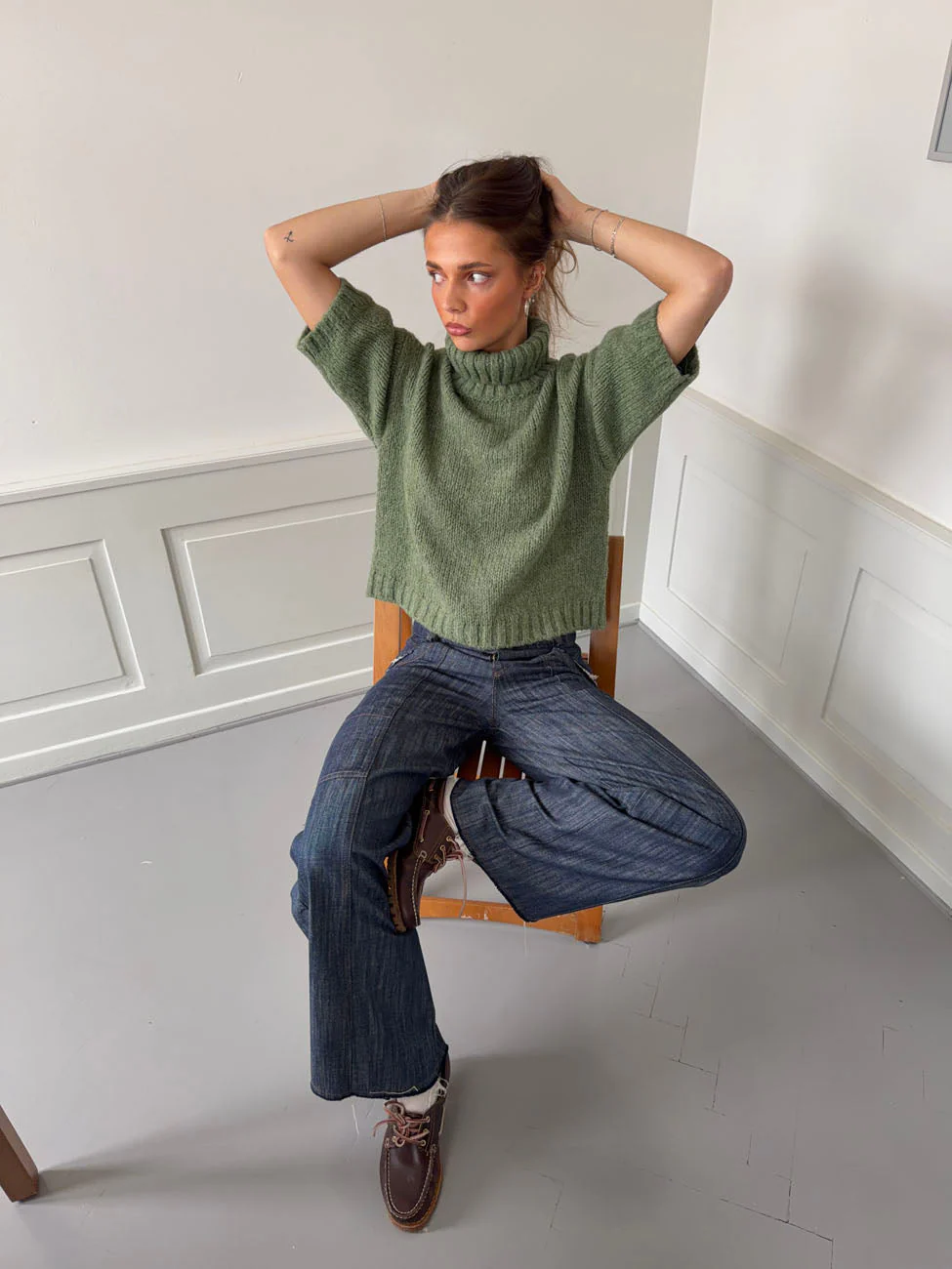 Dubleo knit sweater with short sleeves – Green 5 Dubleo knit sweater with short sleeves – Green