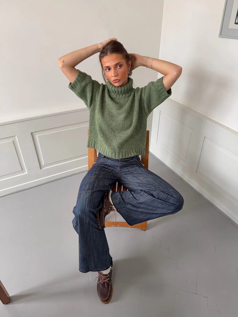 Dubleo knit sweater with short sleeves – Green 8 Dubleo knit sweater with short sleeves – Green