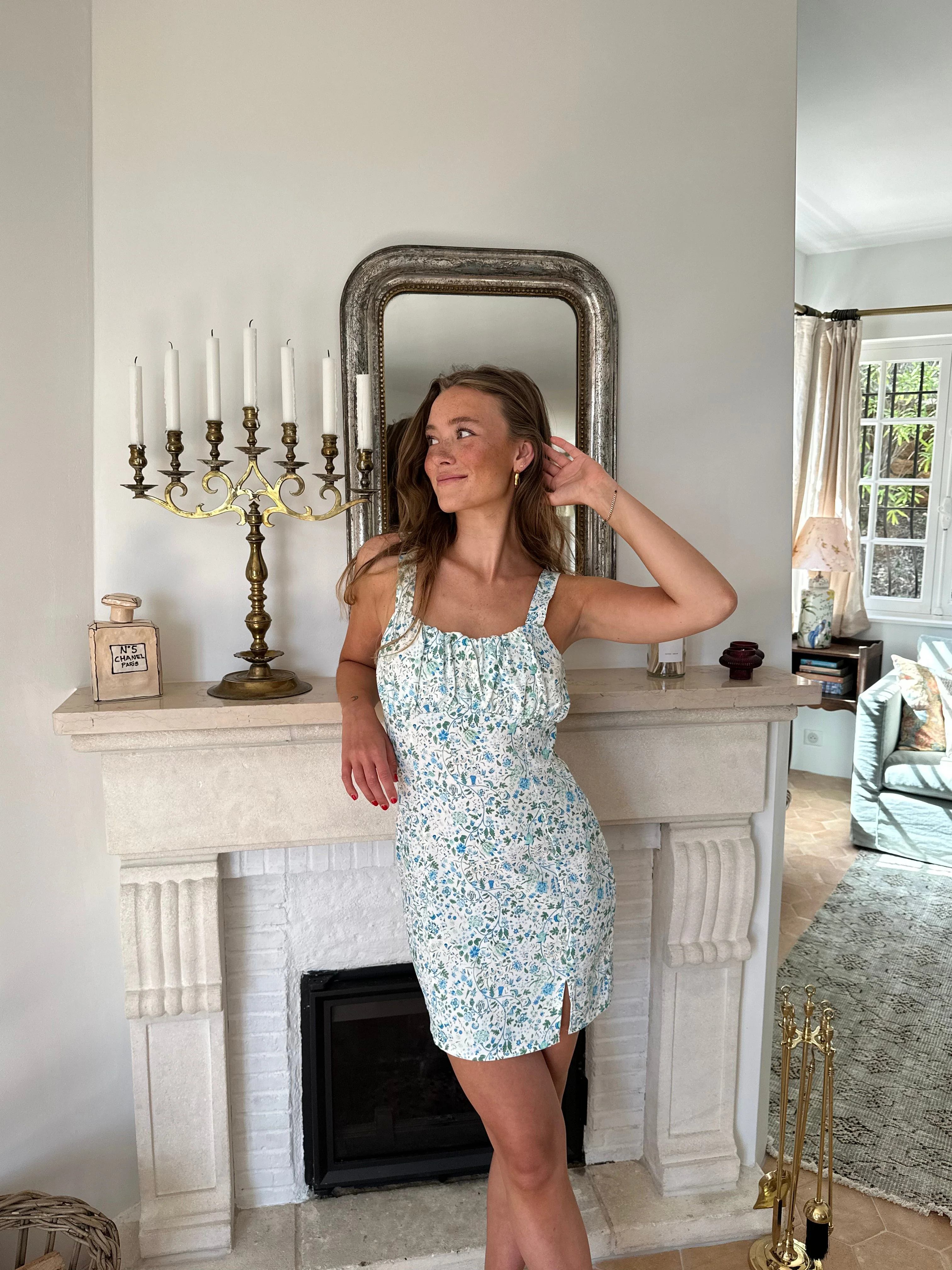 Elvalina dress with flowers - White/Blue 5 Elvalina dress with flowers - White/Blue
